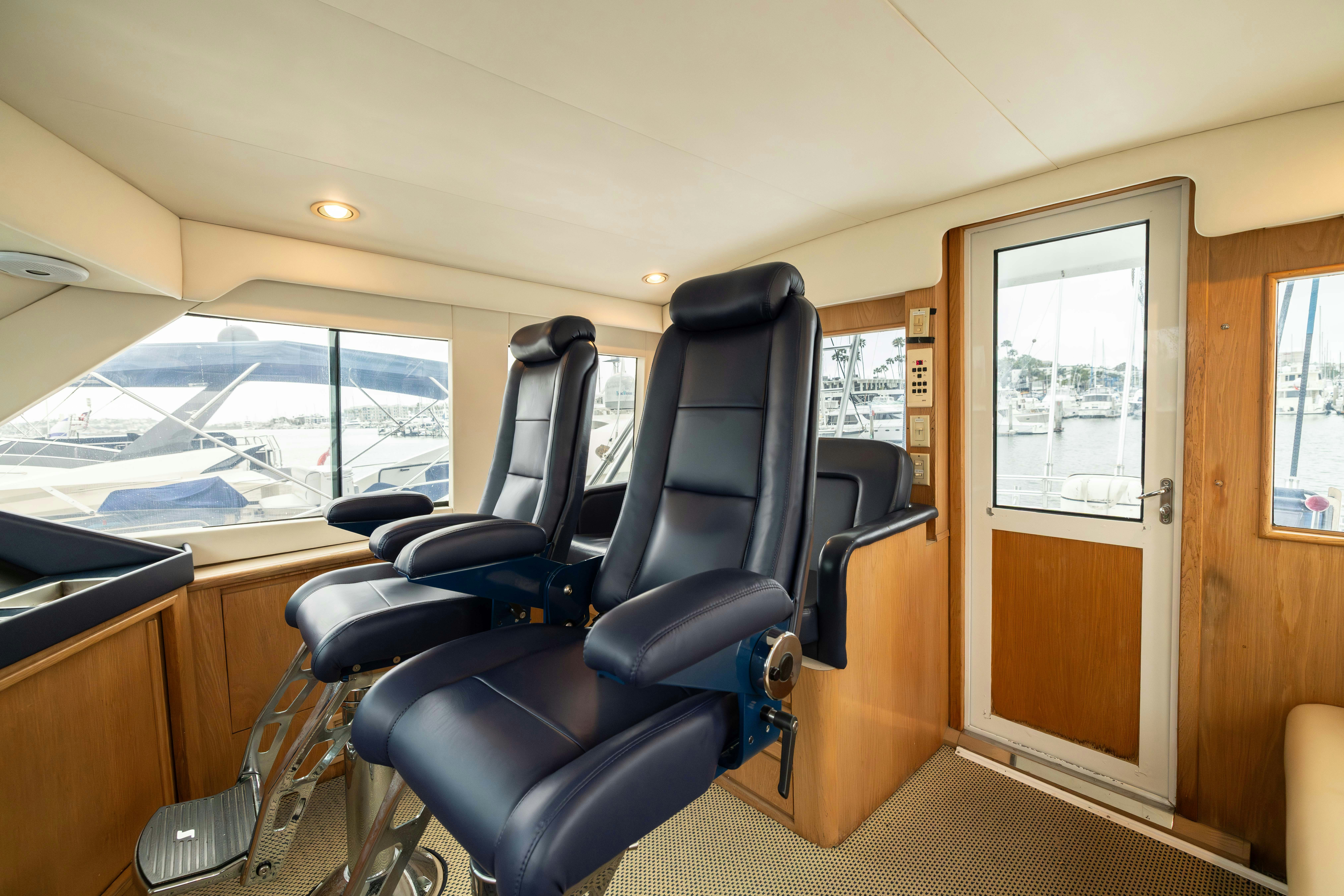 inside of a vehicle with a view of the city through the windows aboard PREMIUM Yacht for Sale