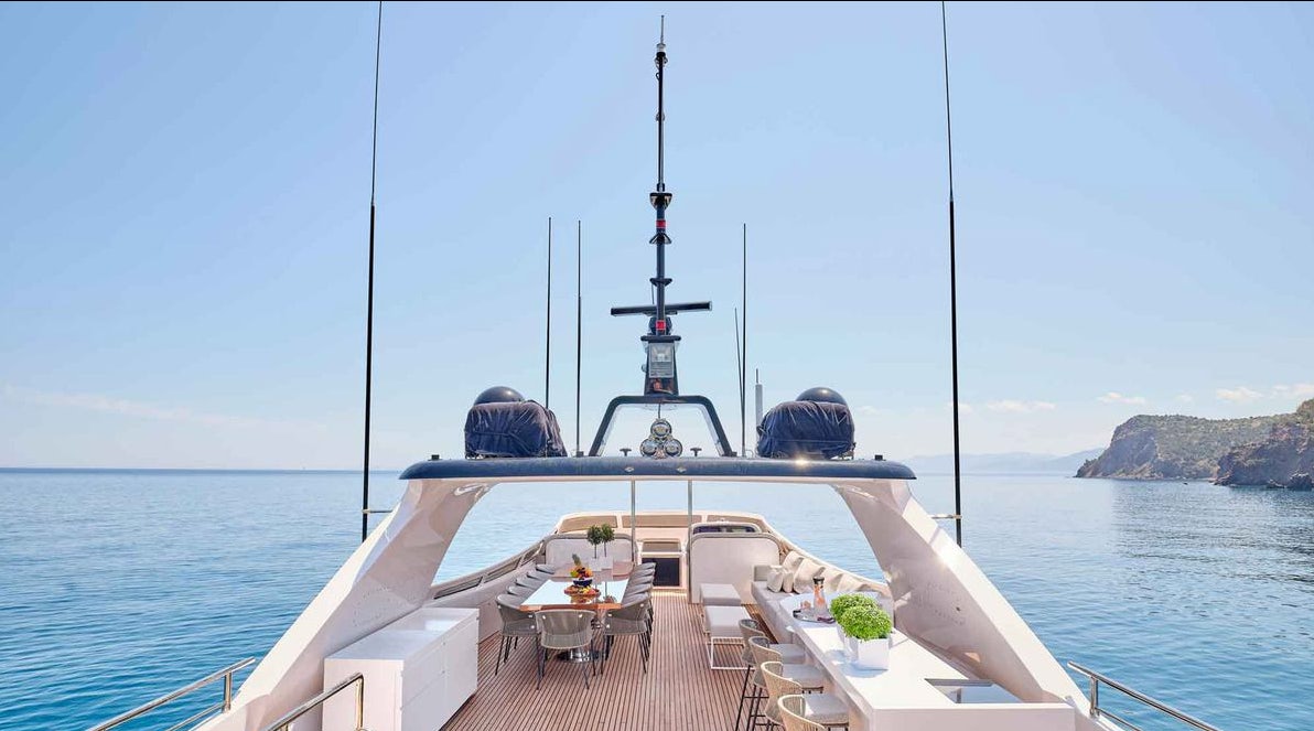 a boat on the water aboard MAMMA MIA Yacht for Charter