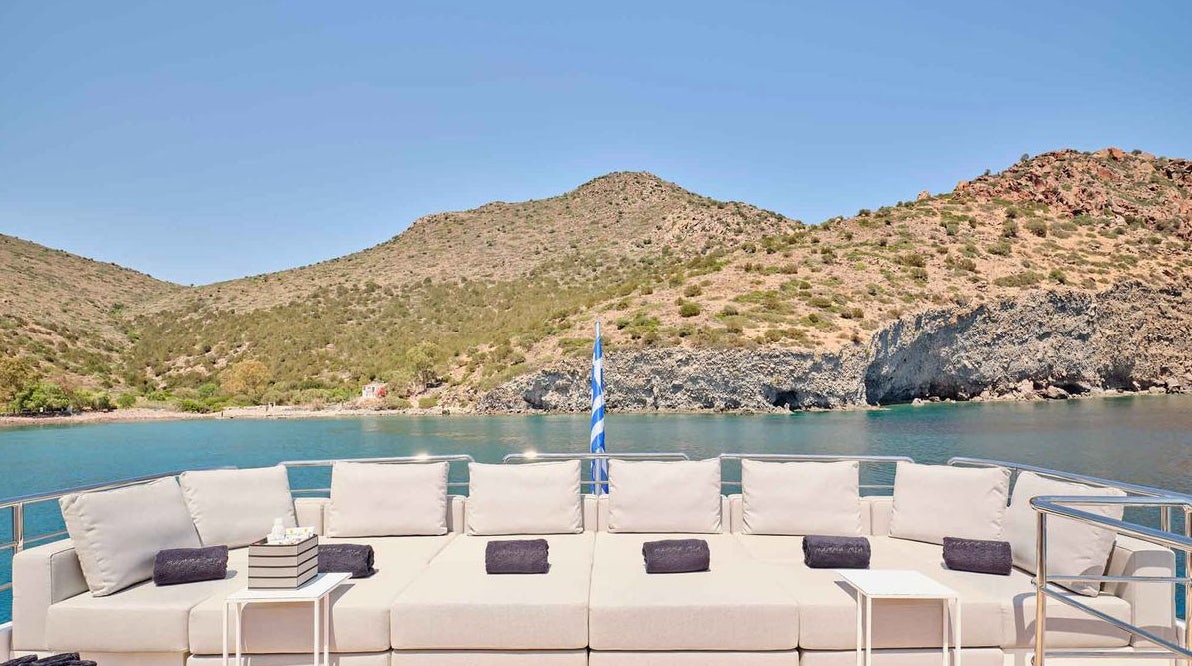 a lounge chair on a boat aboard MAMMA MIA Yacht for Charter