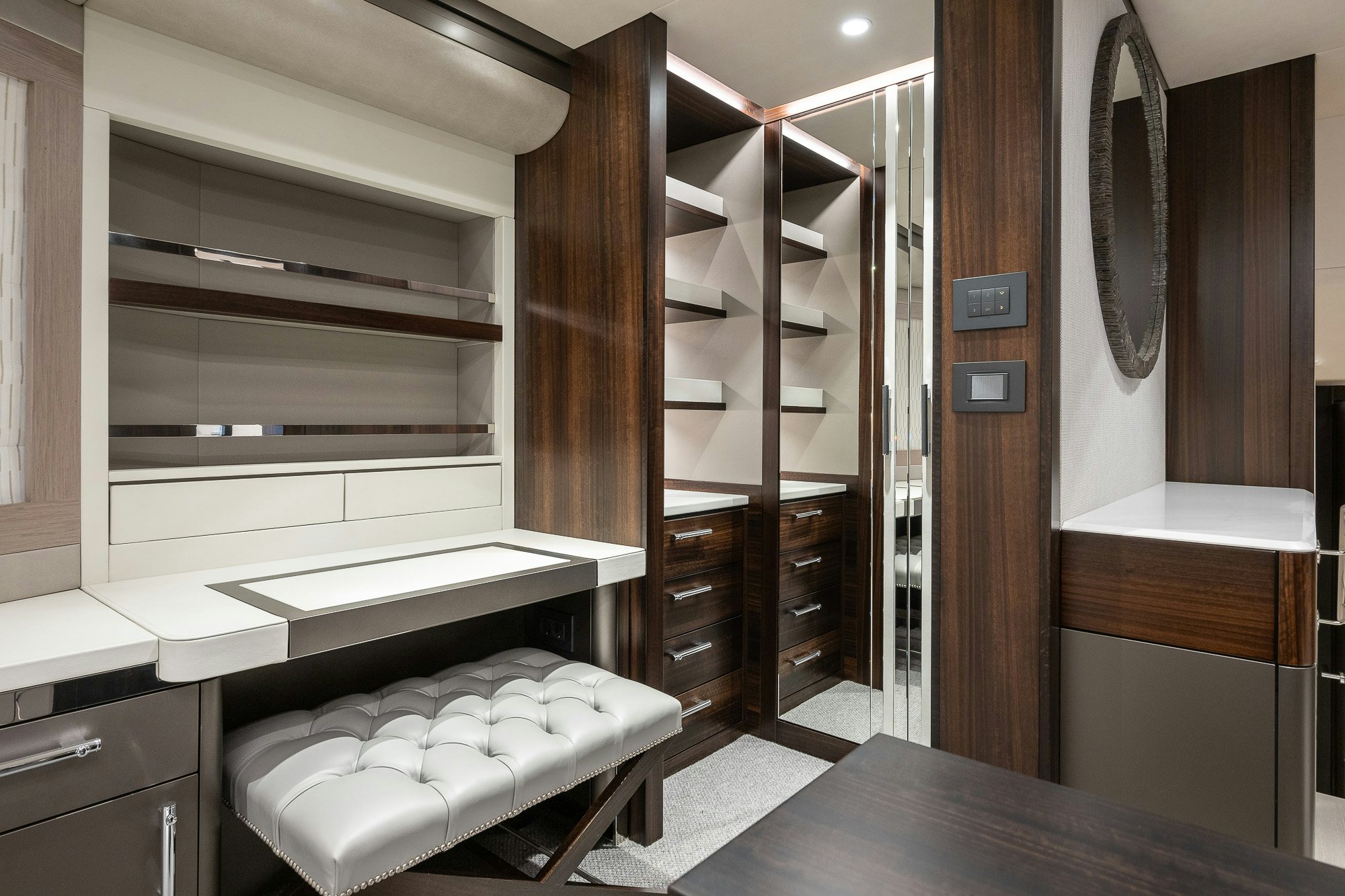 a bathroom with a large mirror aboard CELESTE NOREEN Yacht for Sale