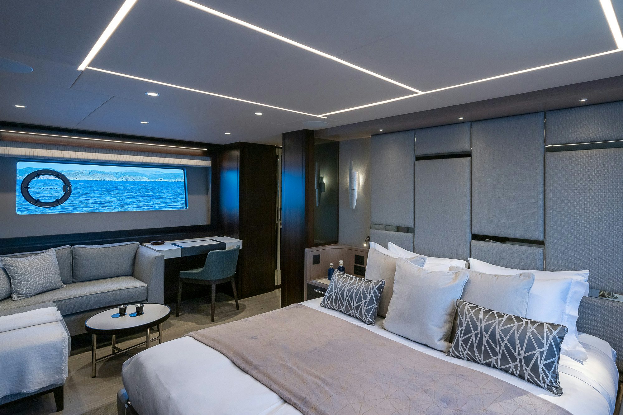 a large bed in a room aboard CELESTE NOREEN Yacht for Sale