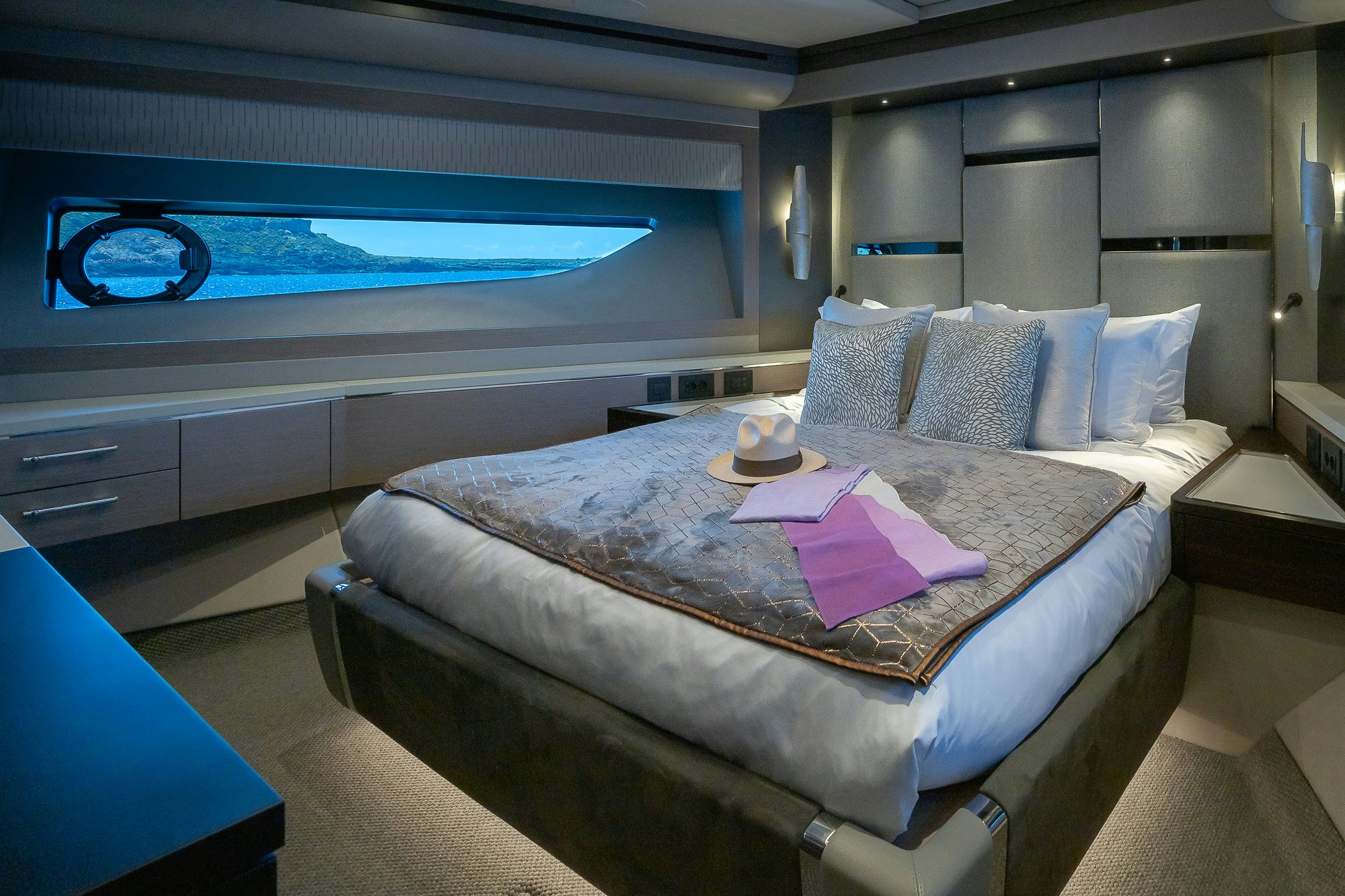 a bed in a room aboard CELESTE NOREEN Yacht for Sale