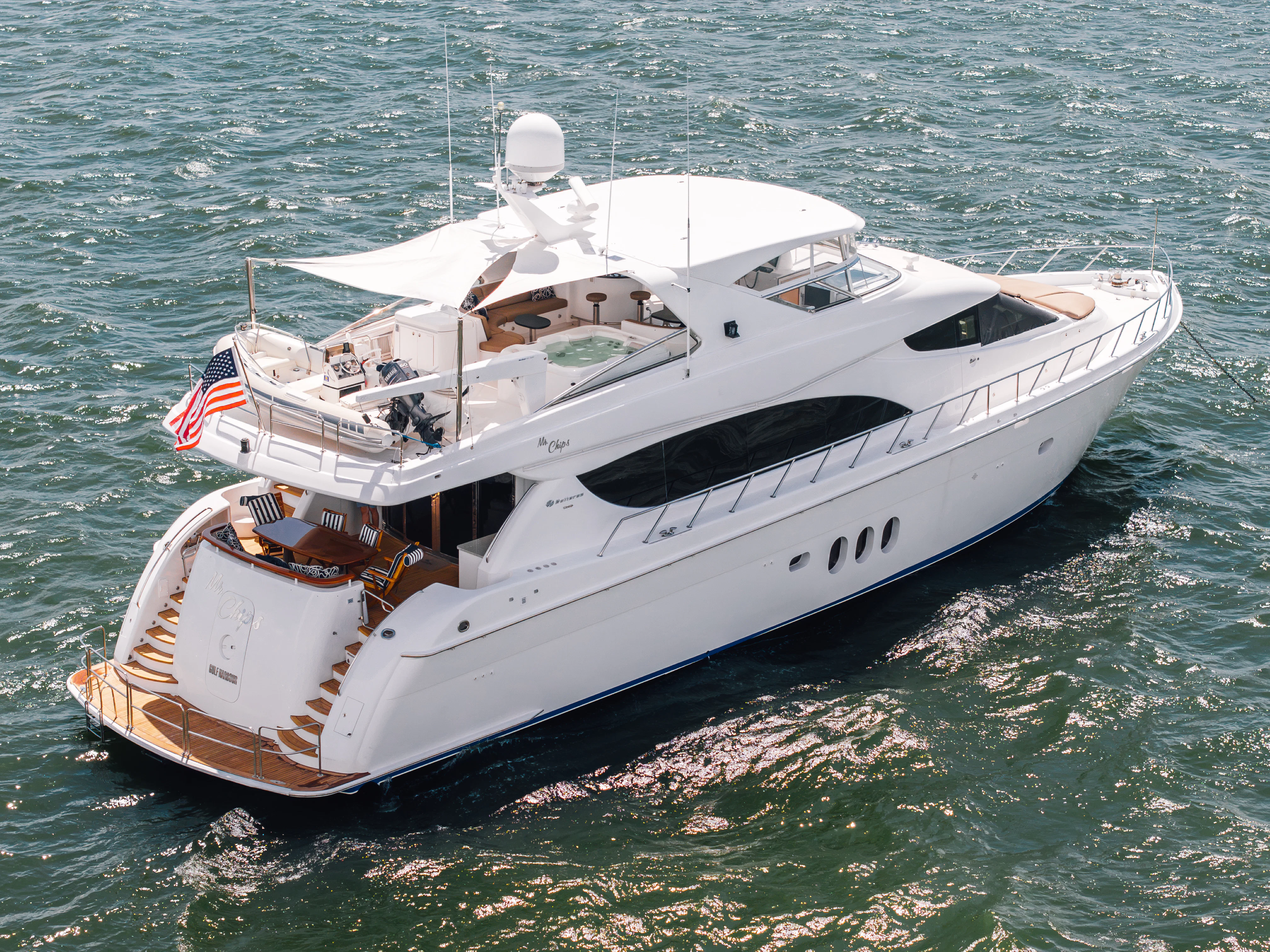 a boat on the water aboard MR. CHIPS Yacht for Sale