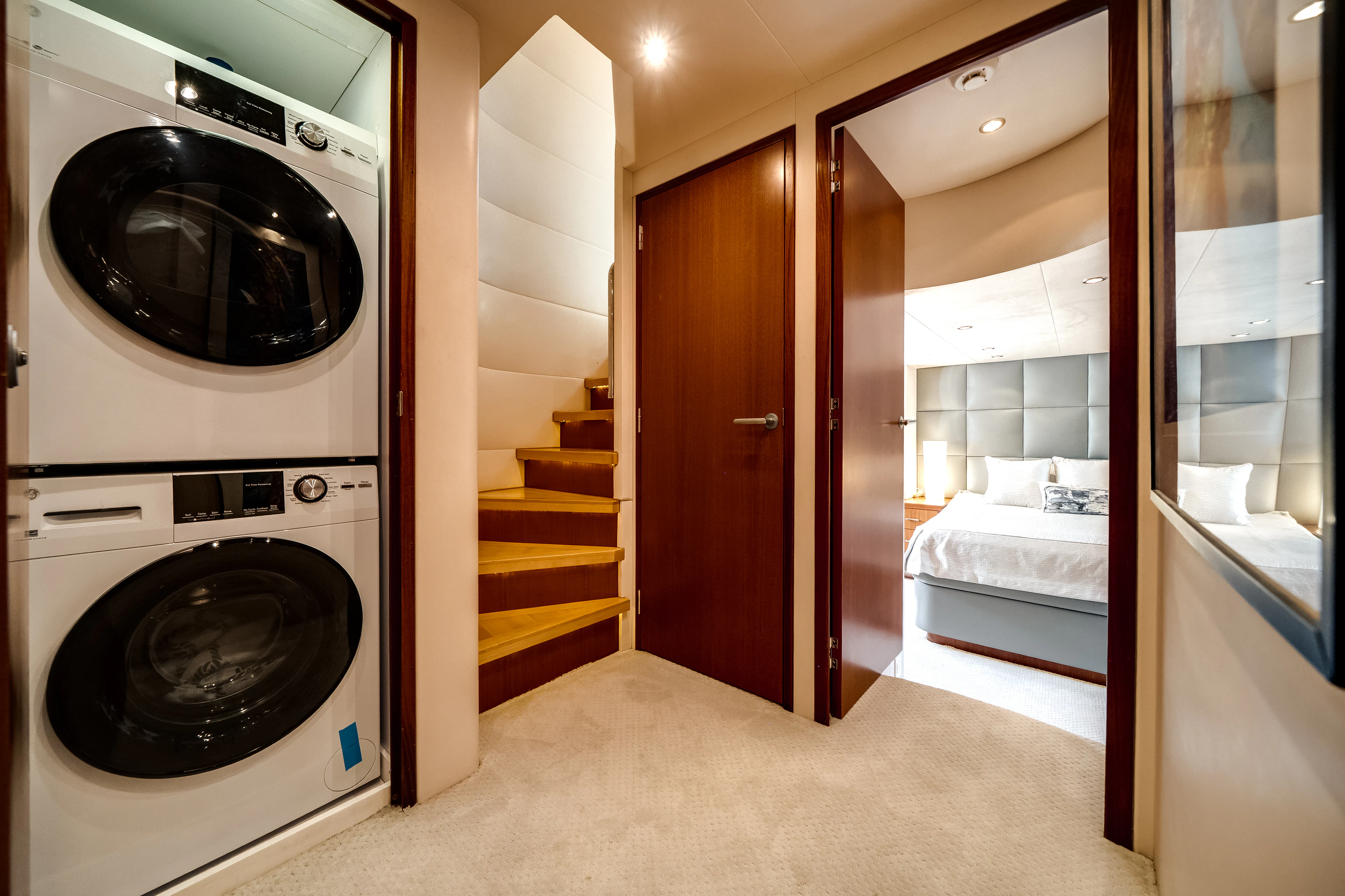 a washer and dryer in a room aboard MR. CHIPS Yacht for Sale