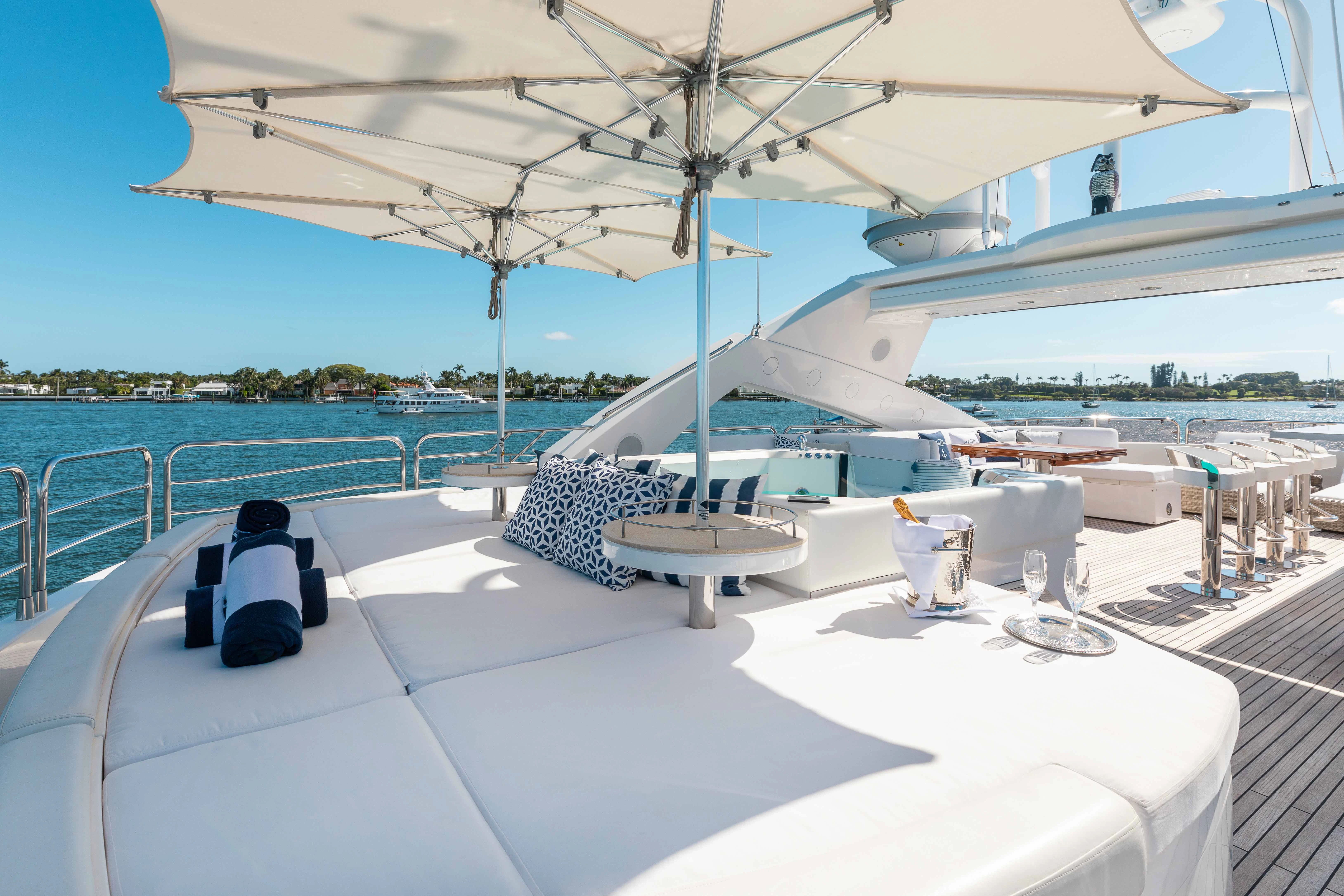 a white table on a boat aboard ABOUT TIME Yacht for Sale