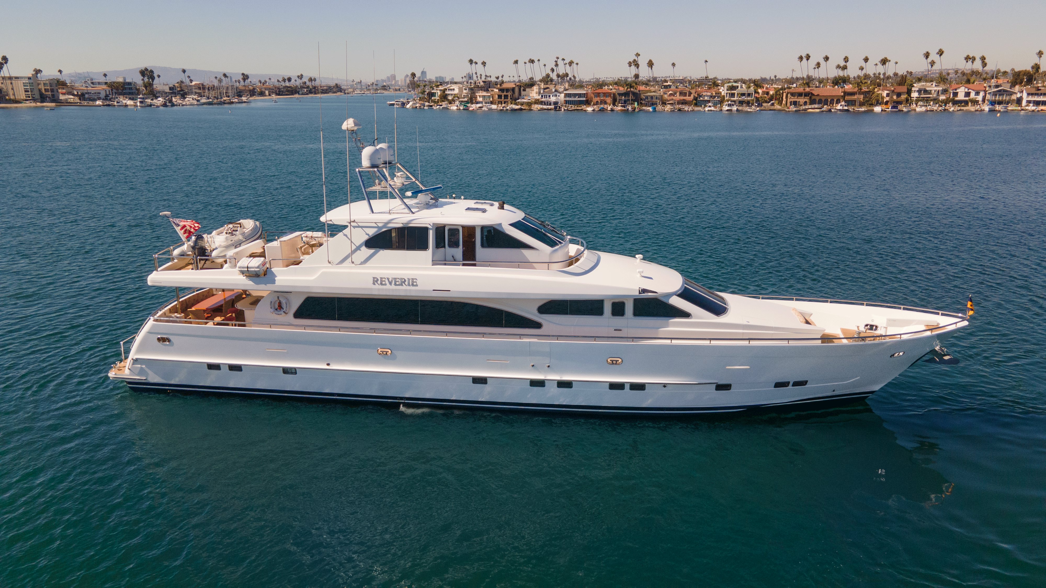 a boat on the water aboard REVERIE Yacht for Sale