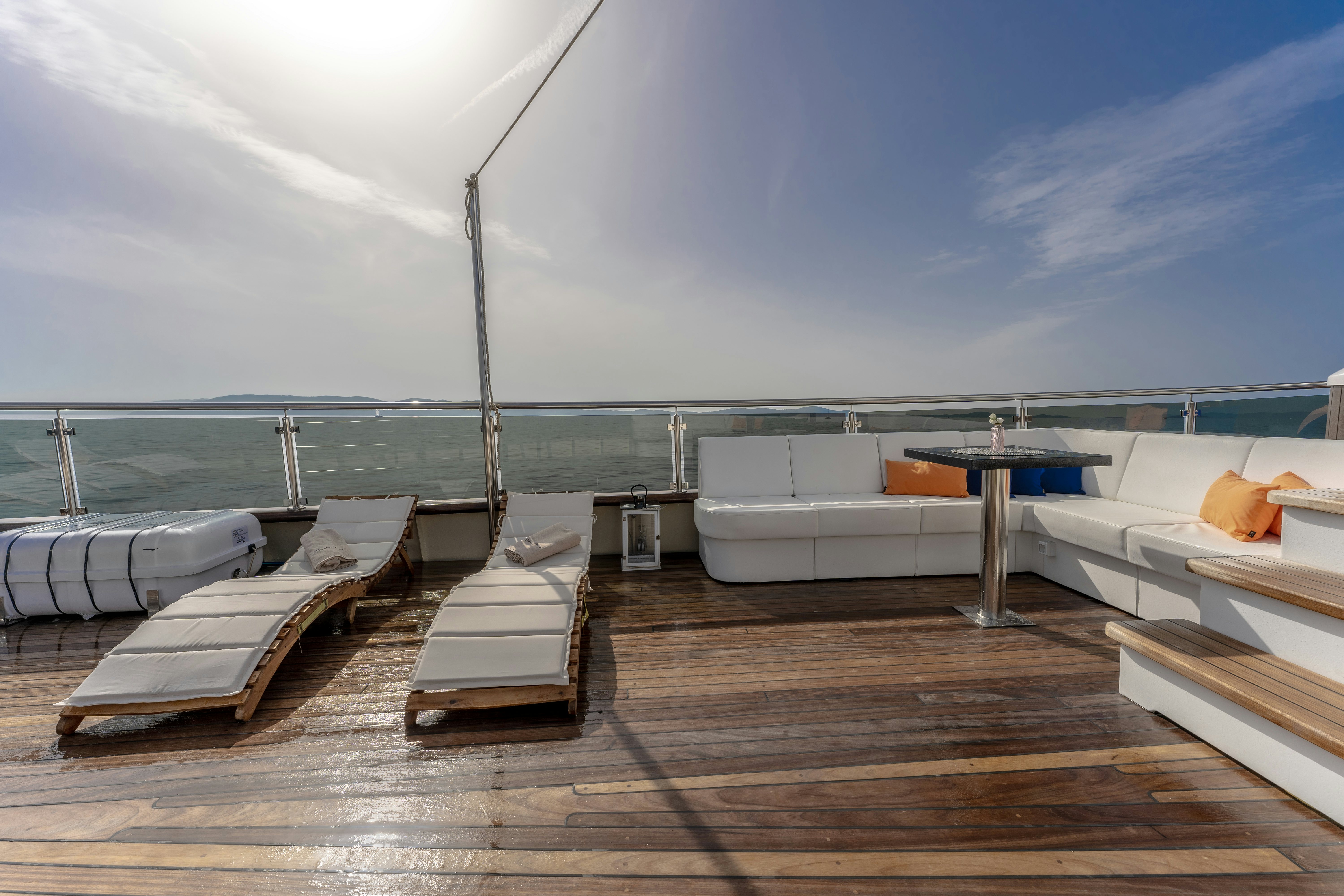 a boat on a deck aboard SANTA CLARA Yacht for Charter