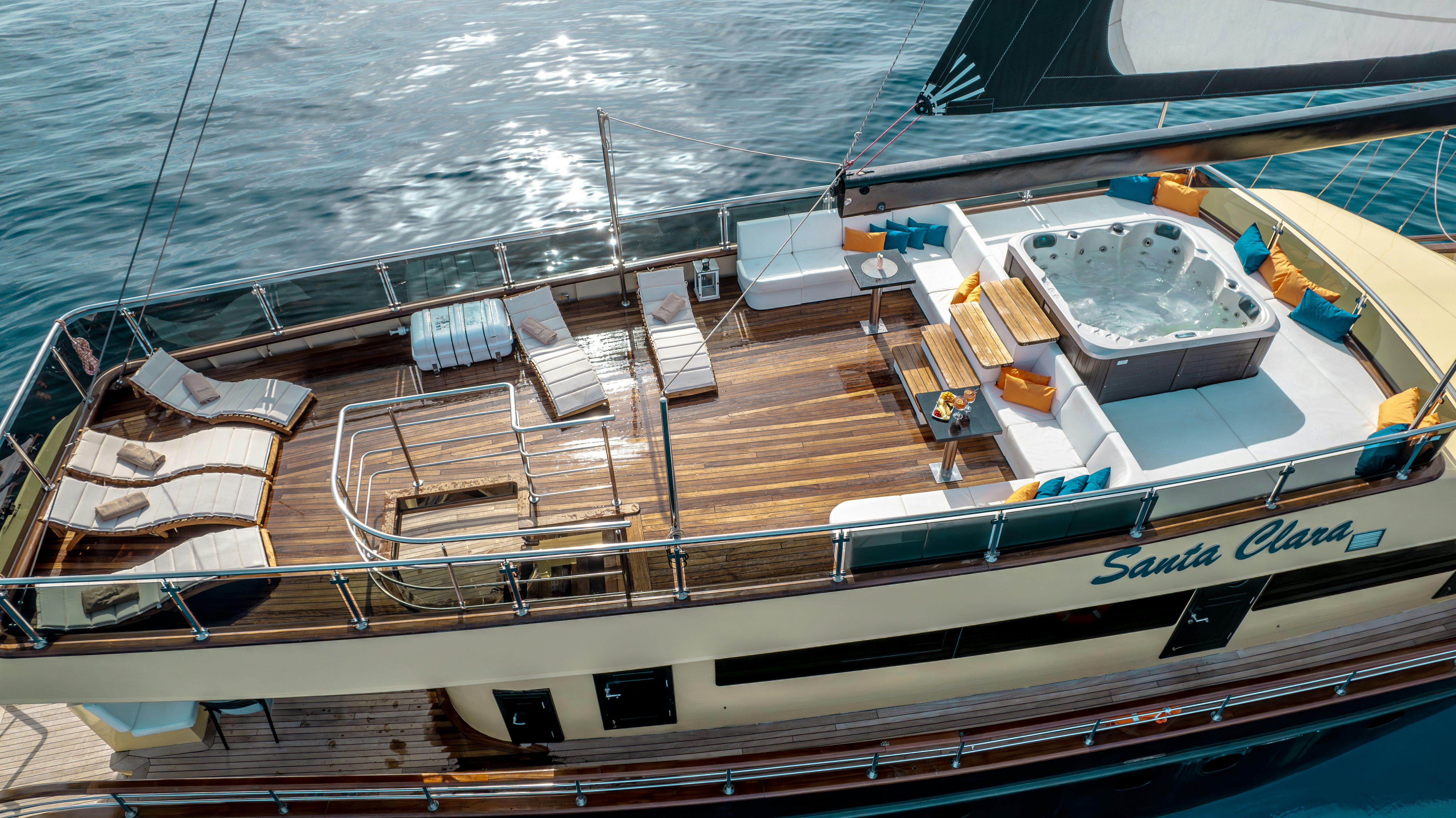 a large boat on the water aboard SANTA CLARA Yacht for Charter