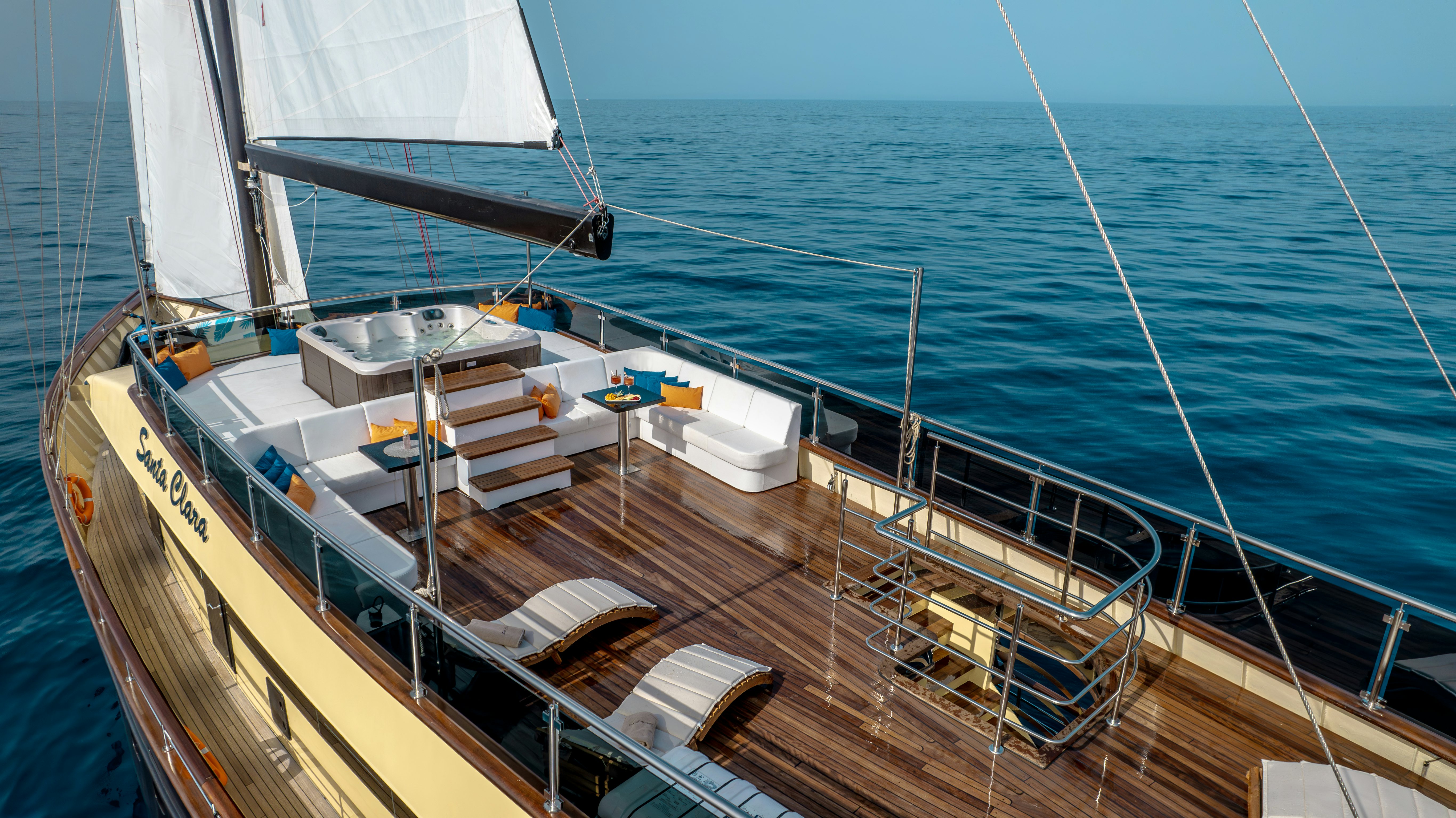 a boat on the water aboard SANTA CLARA Yacht for Charter
