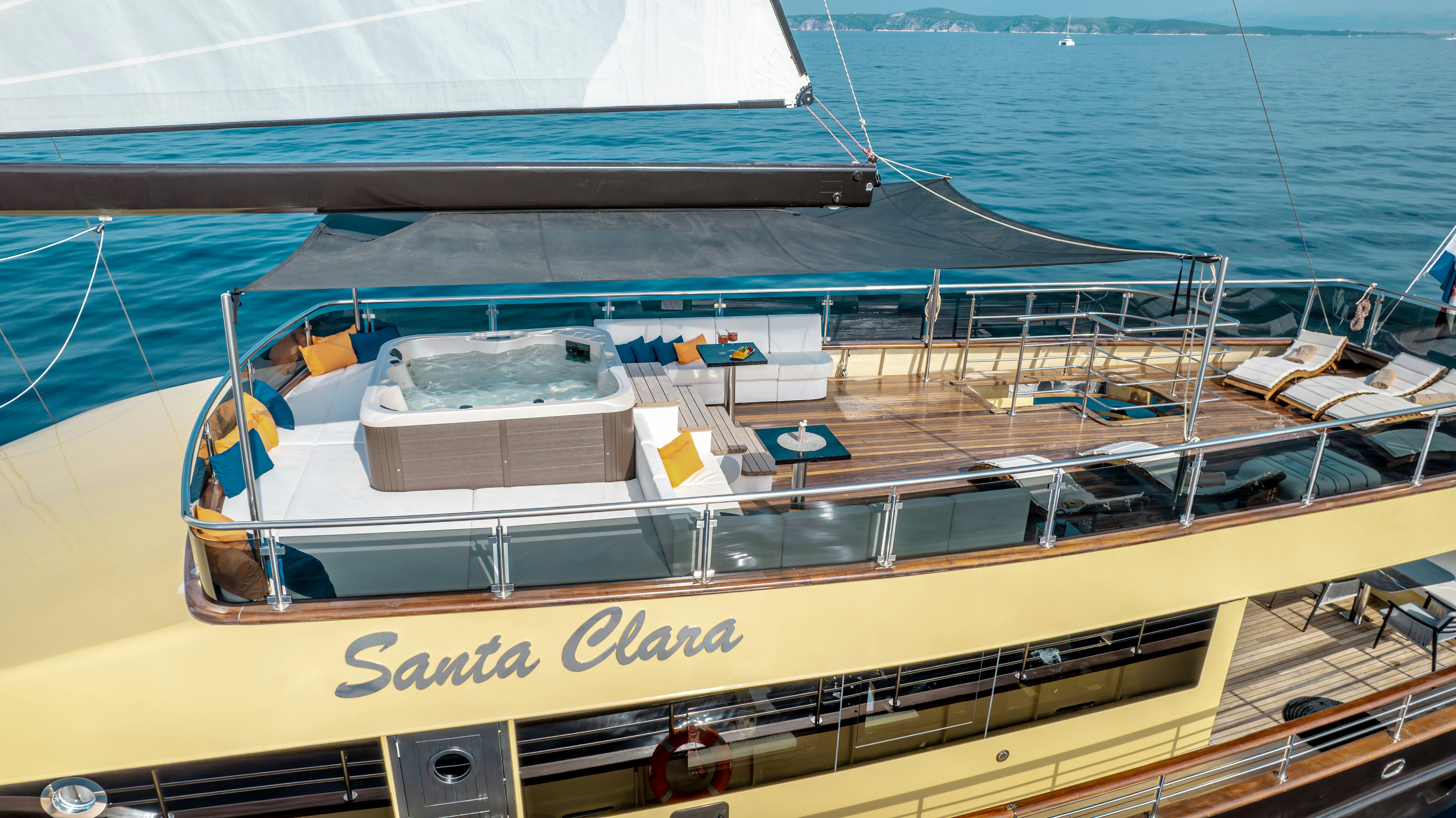 a boat on the water aboard SANTA CLARA Yacht for Charter