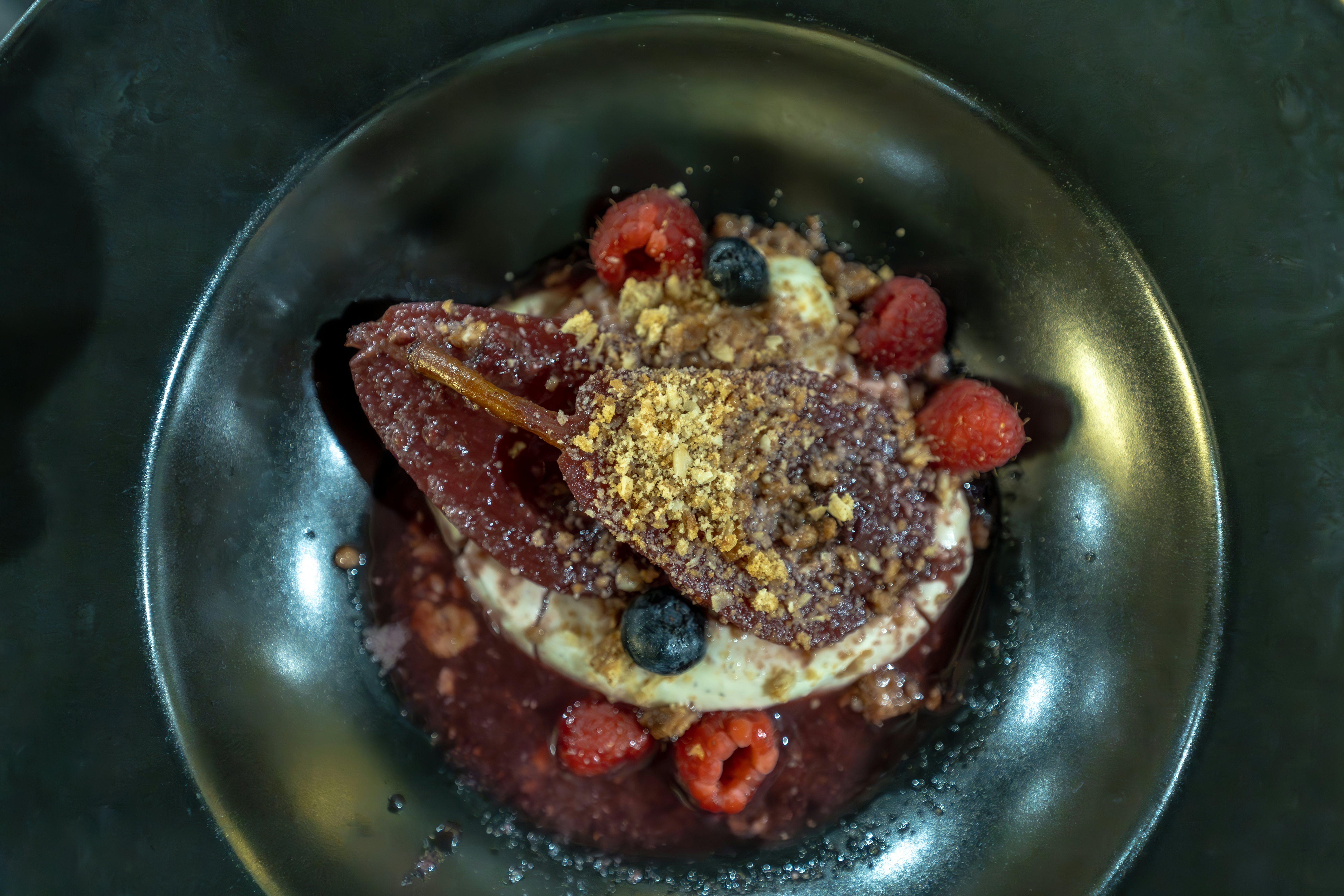 a piece of food on a plate aboard SANTA CLARA Yacht for Charter