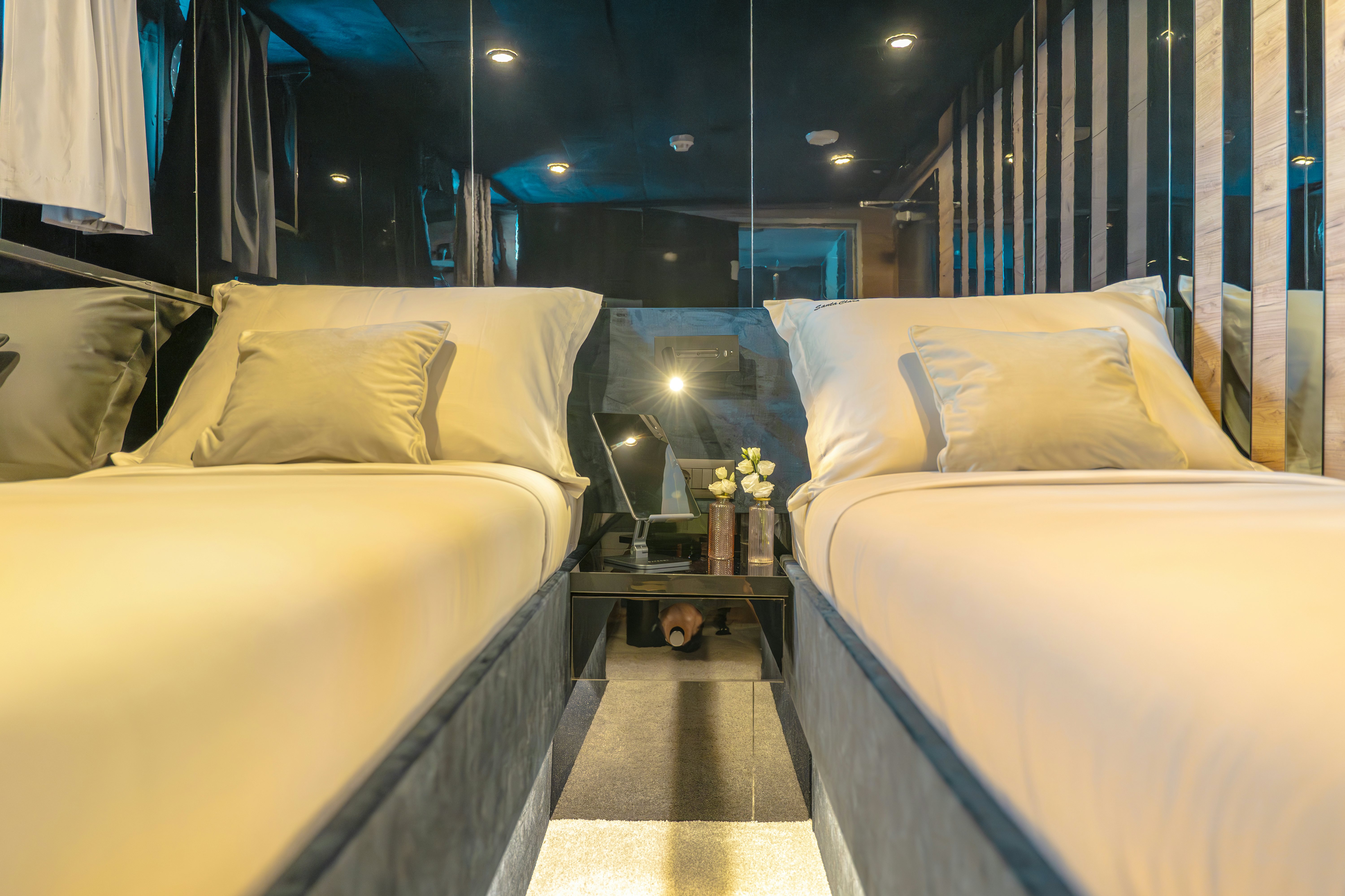a room with two beds aboard SANTA CLARA Yacht for Charter
