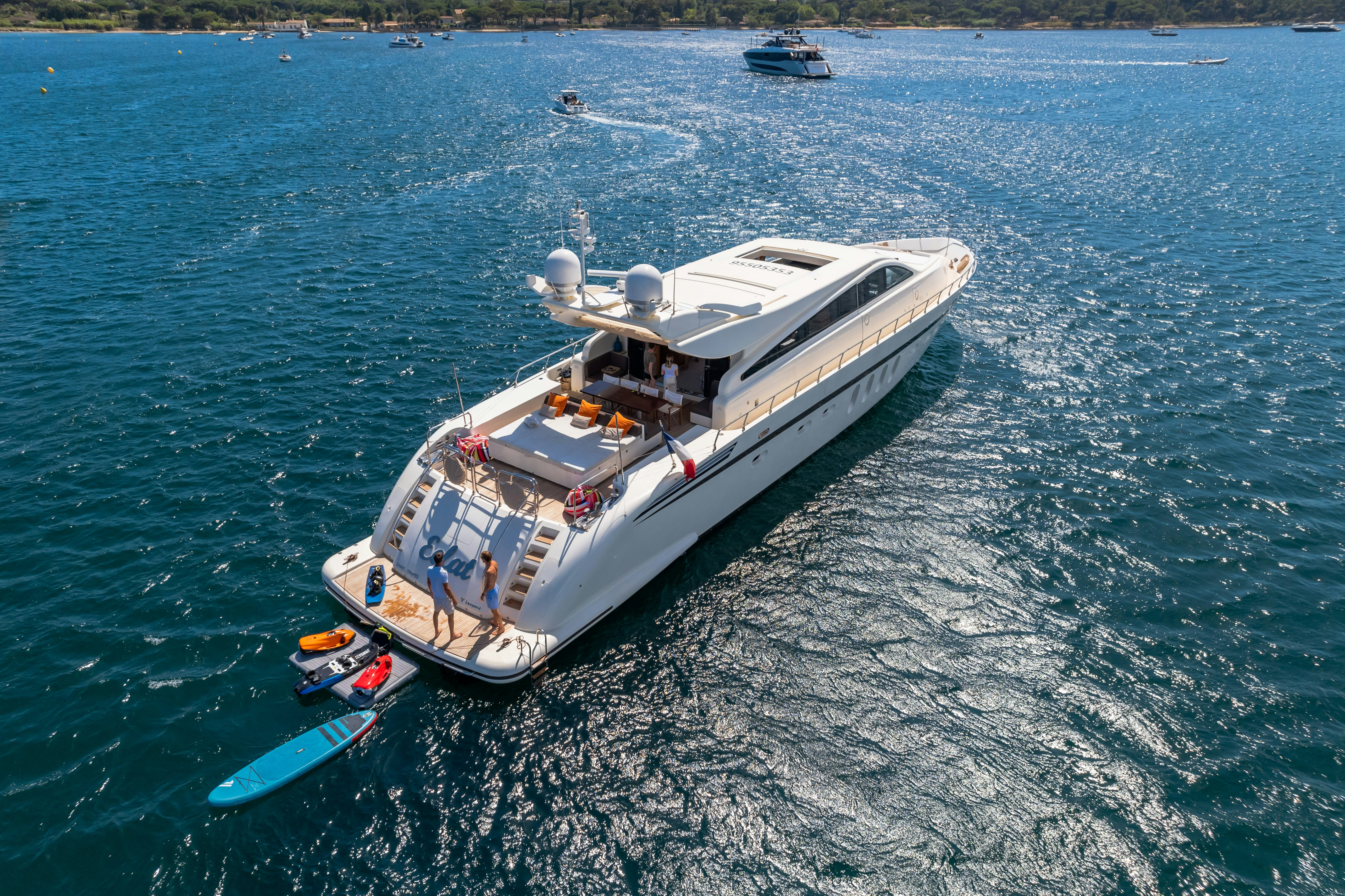 a boat in the water aboard ECLAT Yacht for Charter