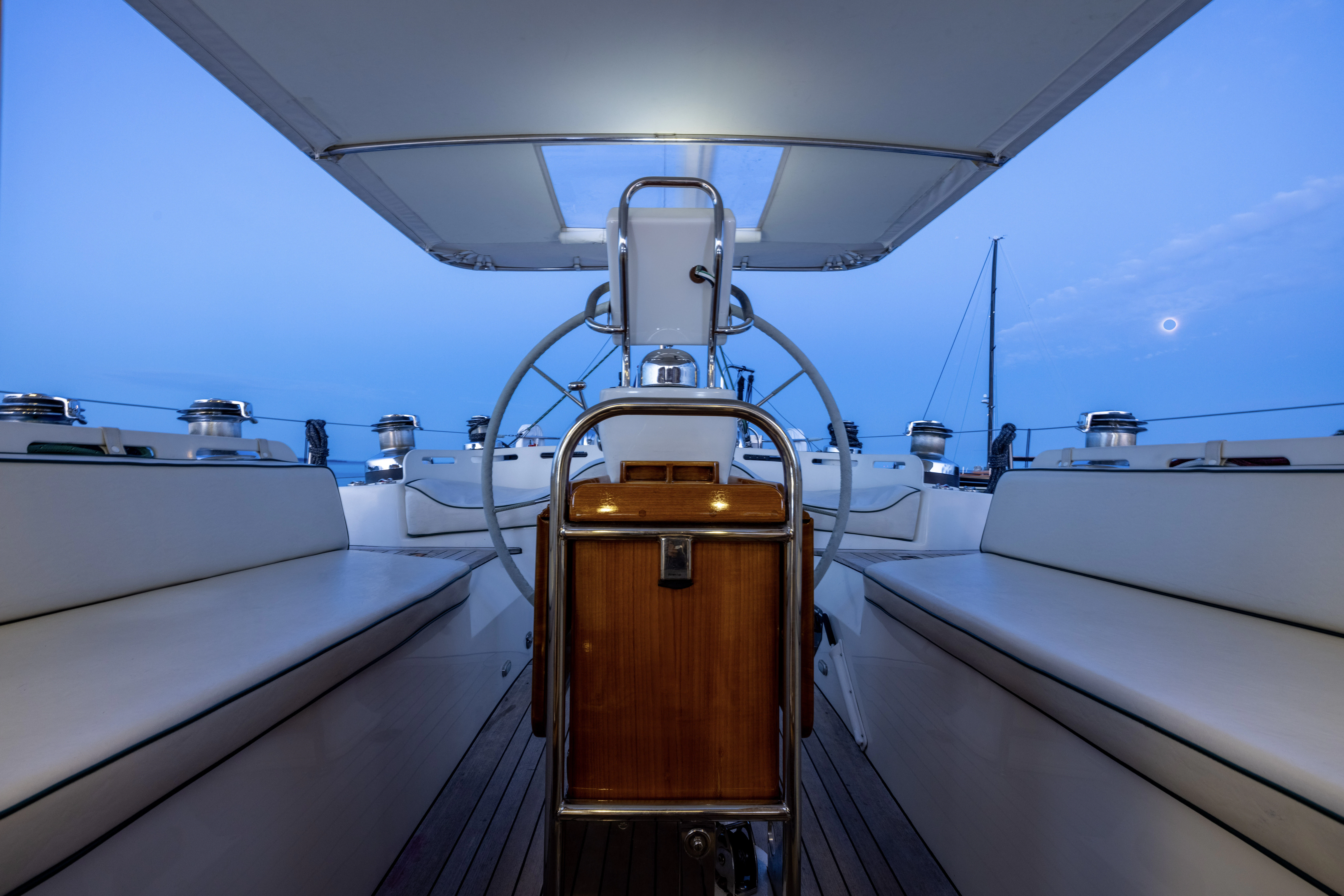 a boat with a metal bar on the deck aboard MYSTERY Yacht for Sale