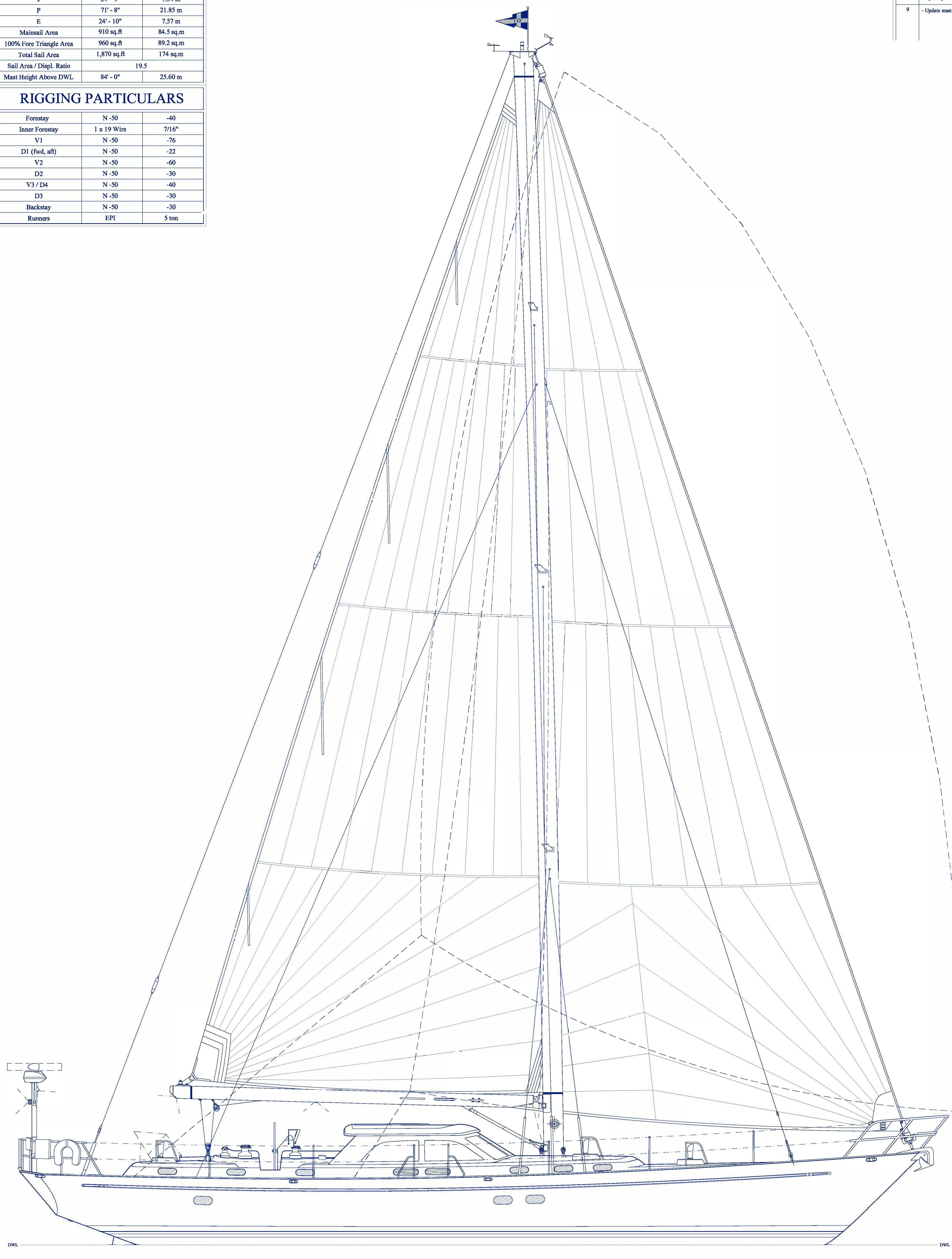 diagram, engineering drawing aboard MYSTERY Yacht for Sale
