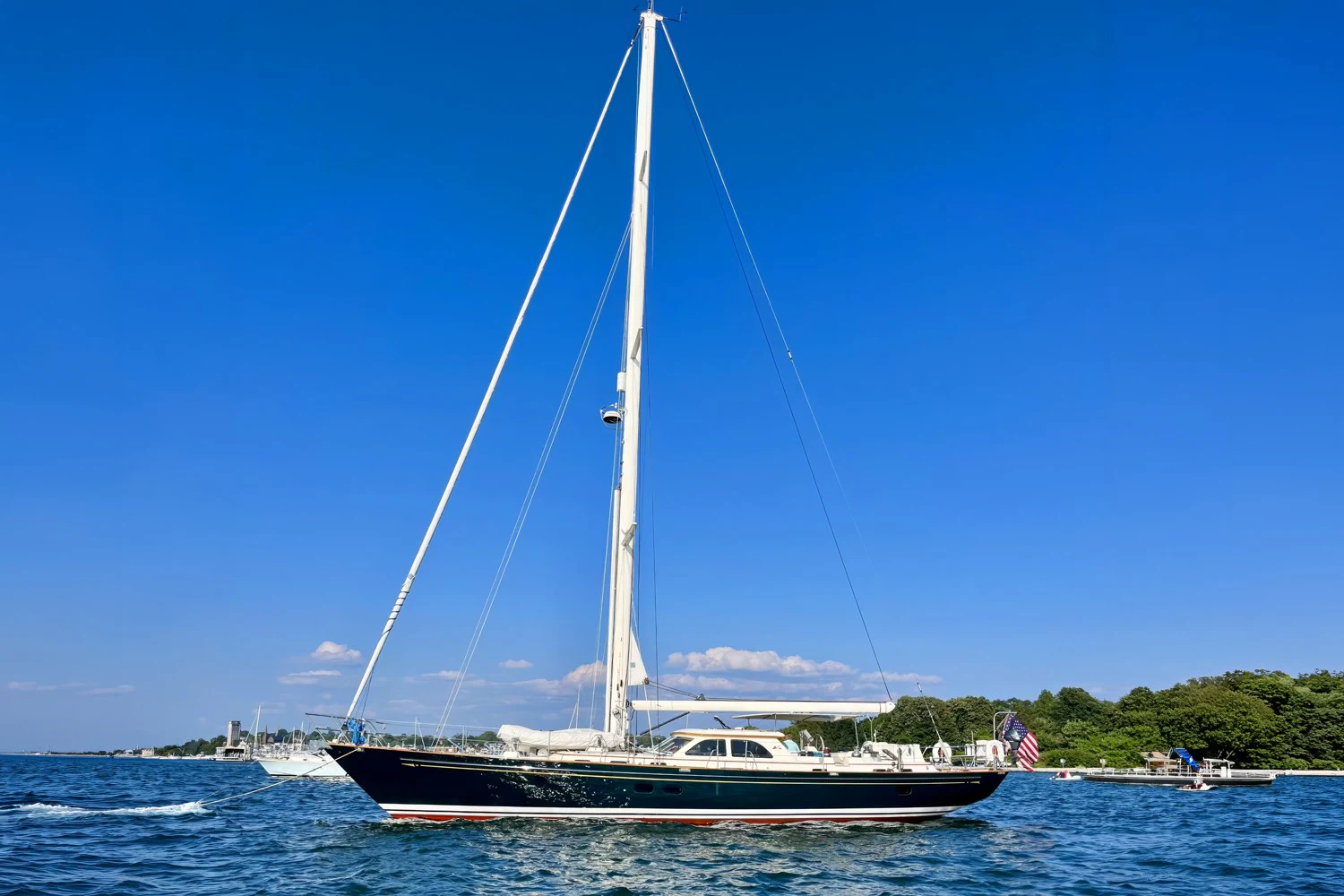 a sailboat on the water aboard MYSTERY Yacht for Sale