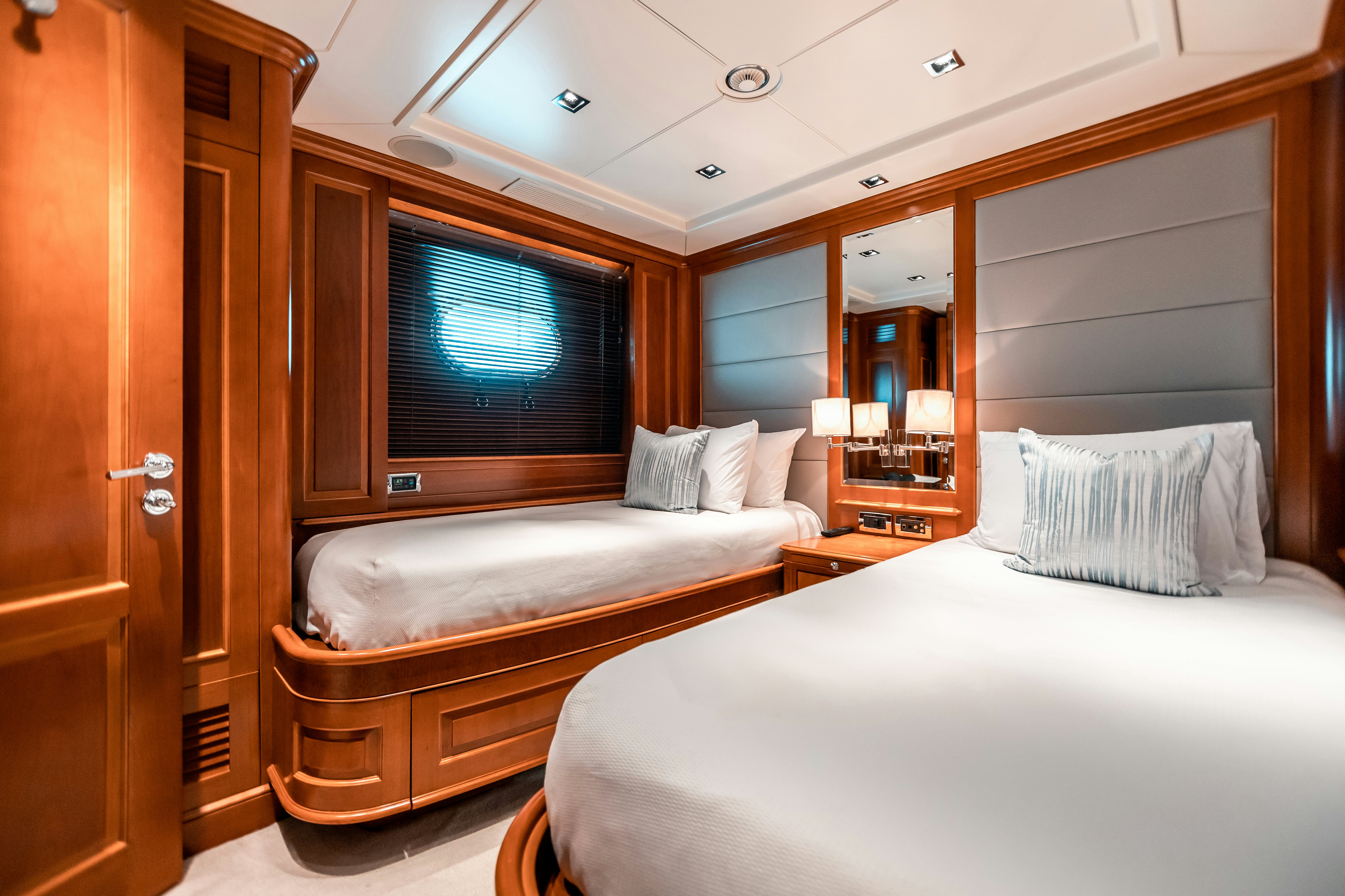 a room with two beds aboard ARTHUR’S WAY Yacht for Charter