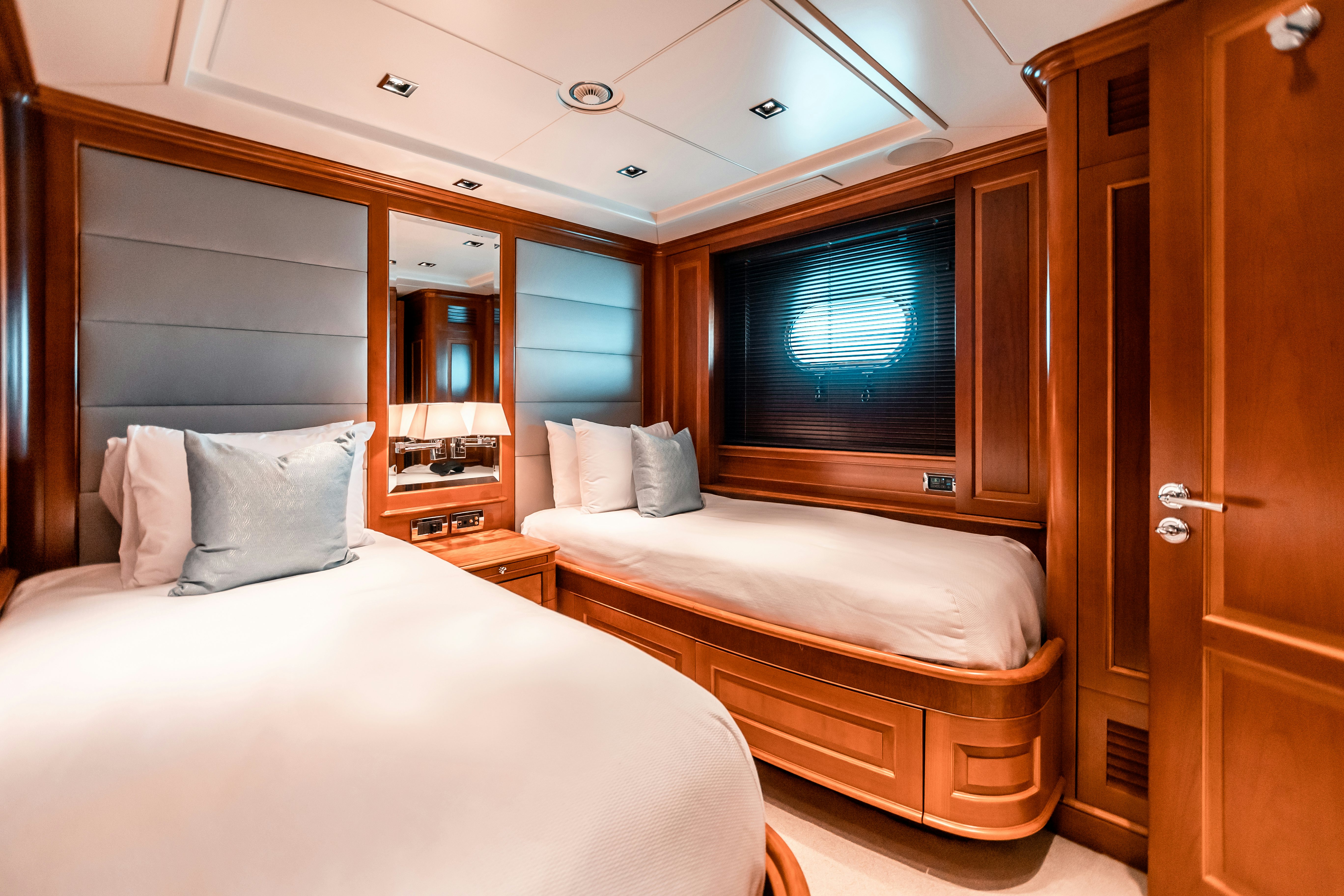 a room with two beds aboard ARTHUR’S WAY Yacht for Charter
