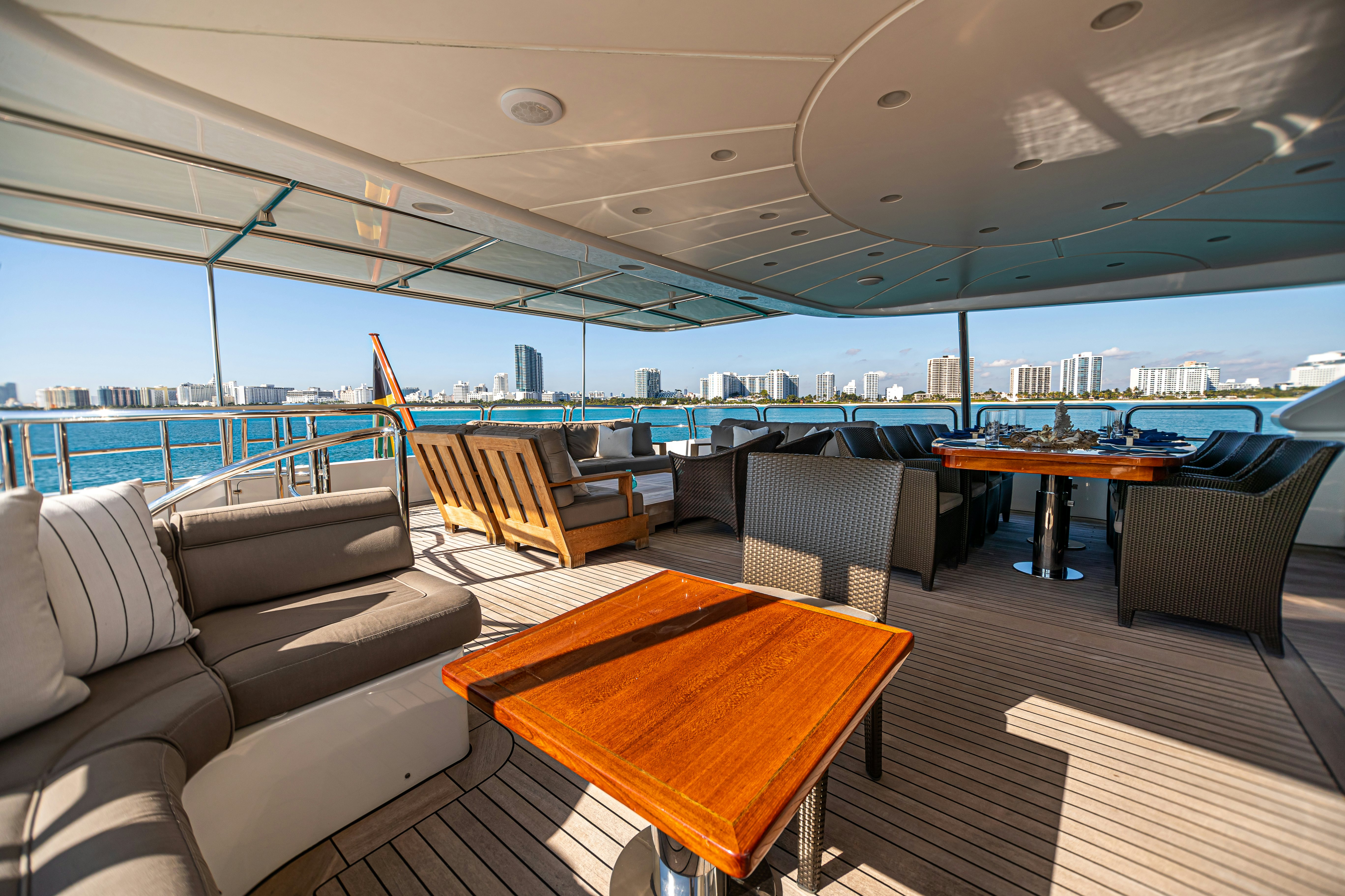 a room with a table and chairs aboard ARTHUR’S WAY Yacht for Charter