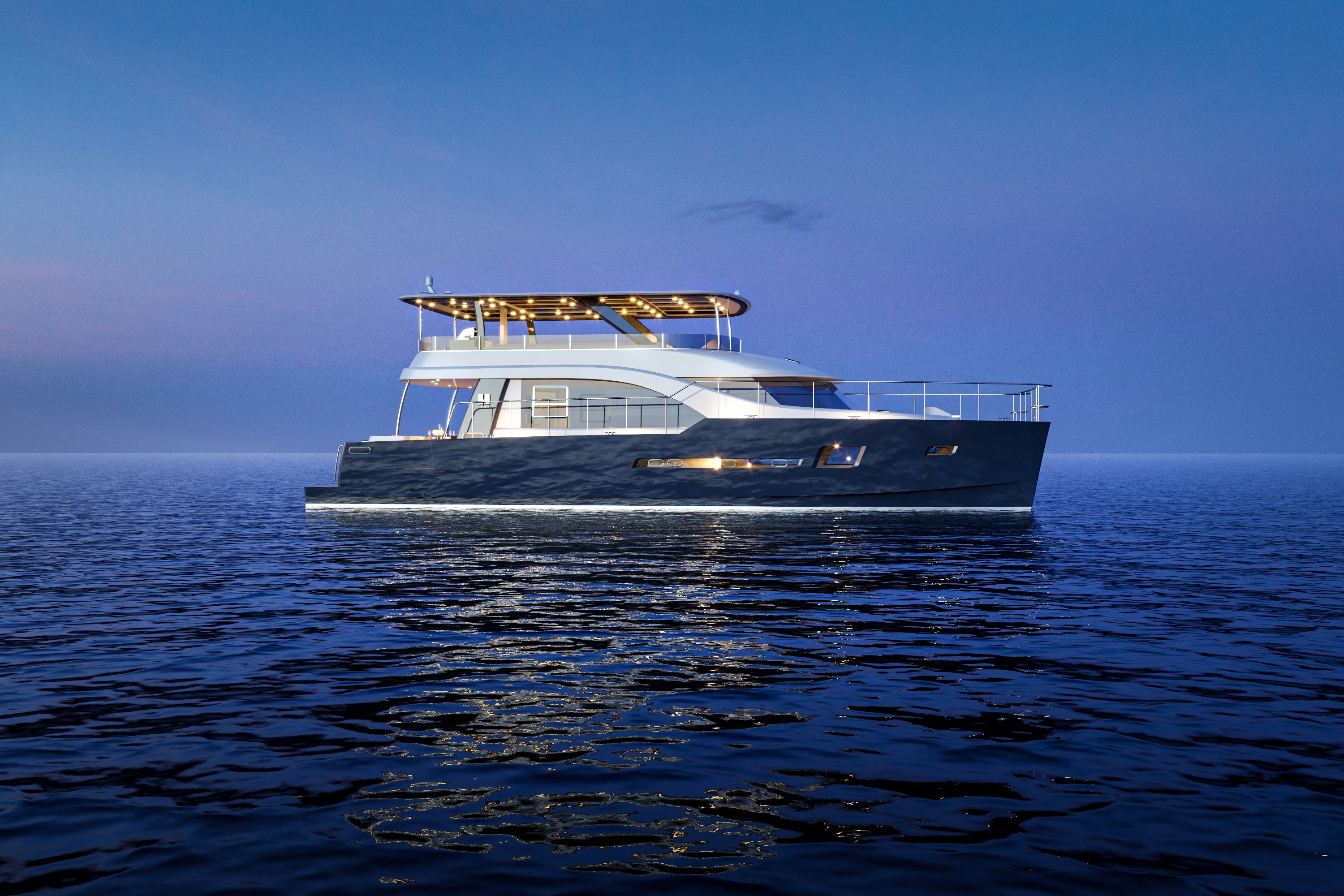 a boat in the water aboard HYSTREAM HS 65 Yacht for Sale