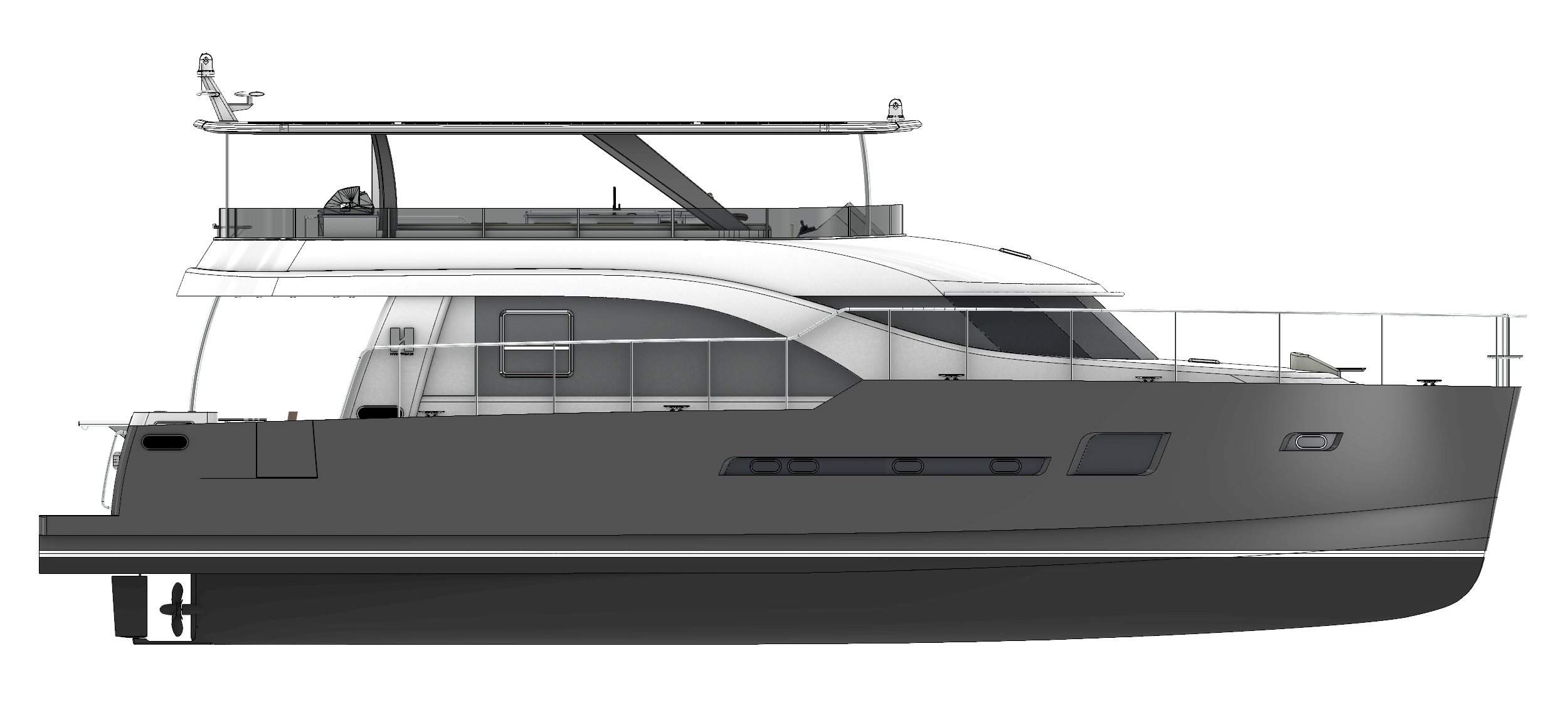 diagram, engineering drawing aboard HYSTREAM HS 65 Yacht for Sale