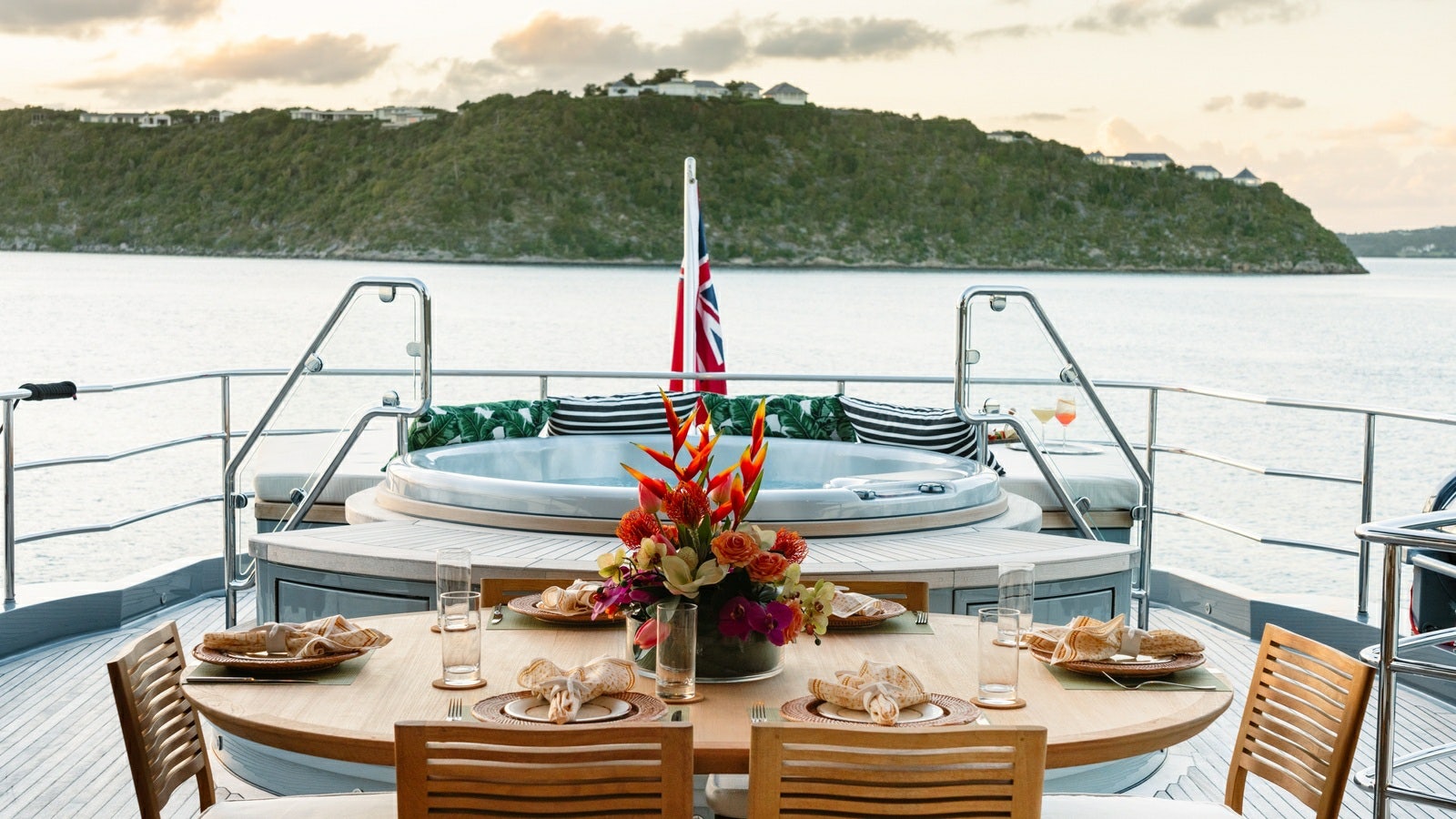 a table with food on it aboard NORMA JEAN Yacht for Charter