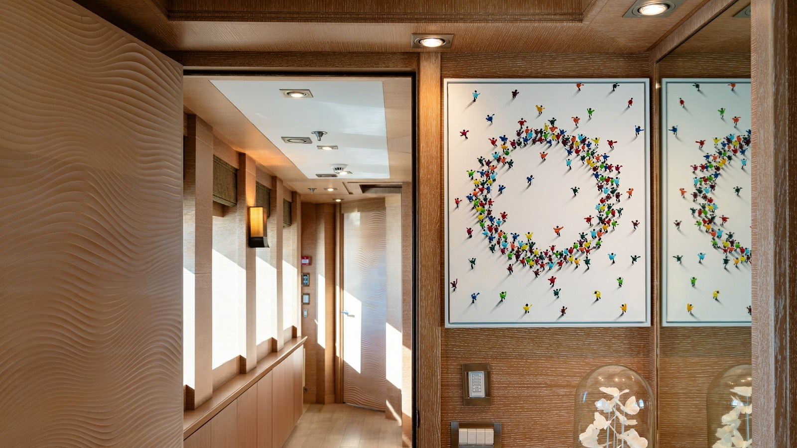 a large clock on a wall aboard NORMA JEAN Yacht for Charter