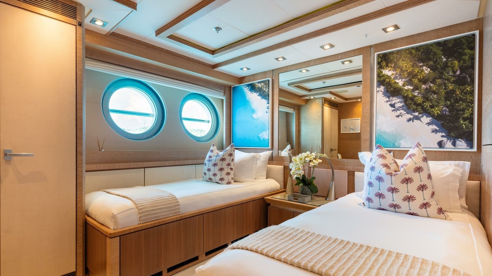 a room with two beds aboard NORMA JEAN Yacht for Charter
