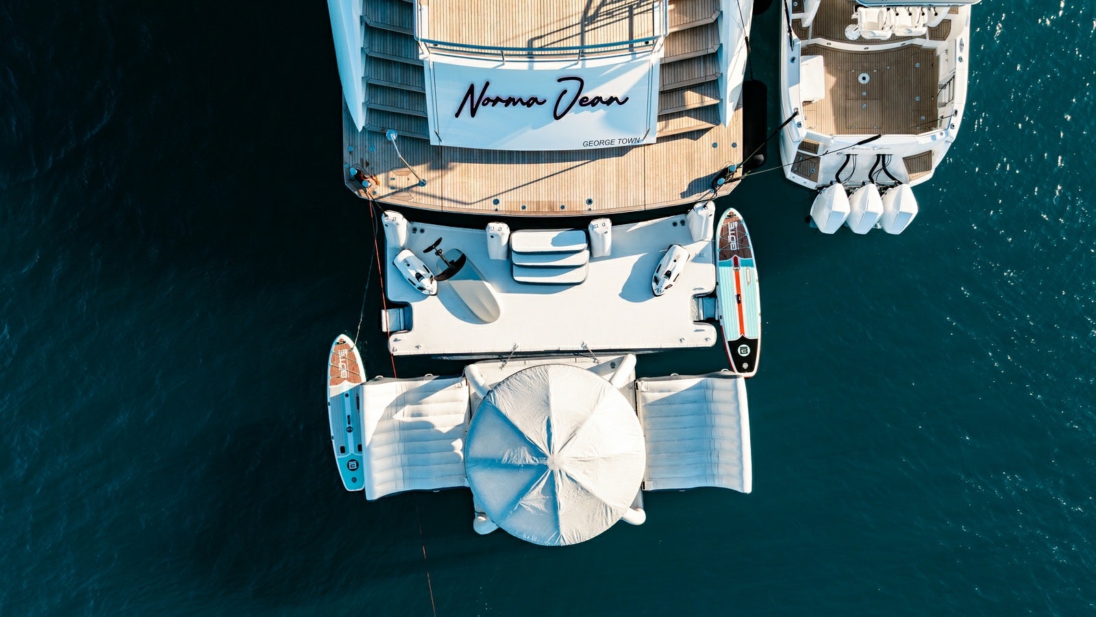 a satellite over a planet aboard NORMA JEAN Yacht for Charter