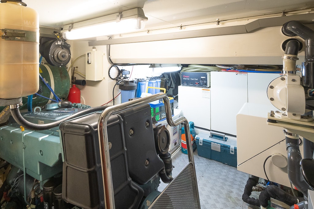 a room with machinery aboard JULIA Yacht for Sale