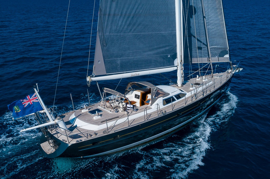 a boat sailing on the sea aboard JULIA Yacht for Sale