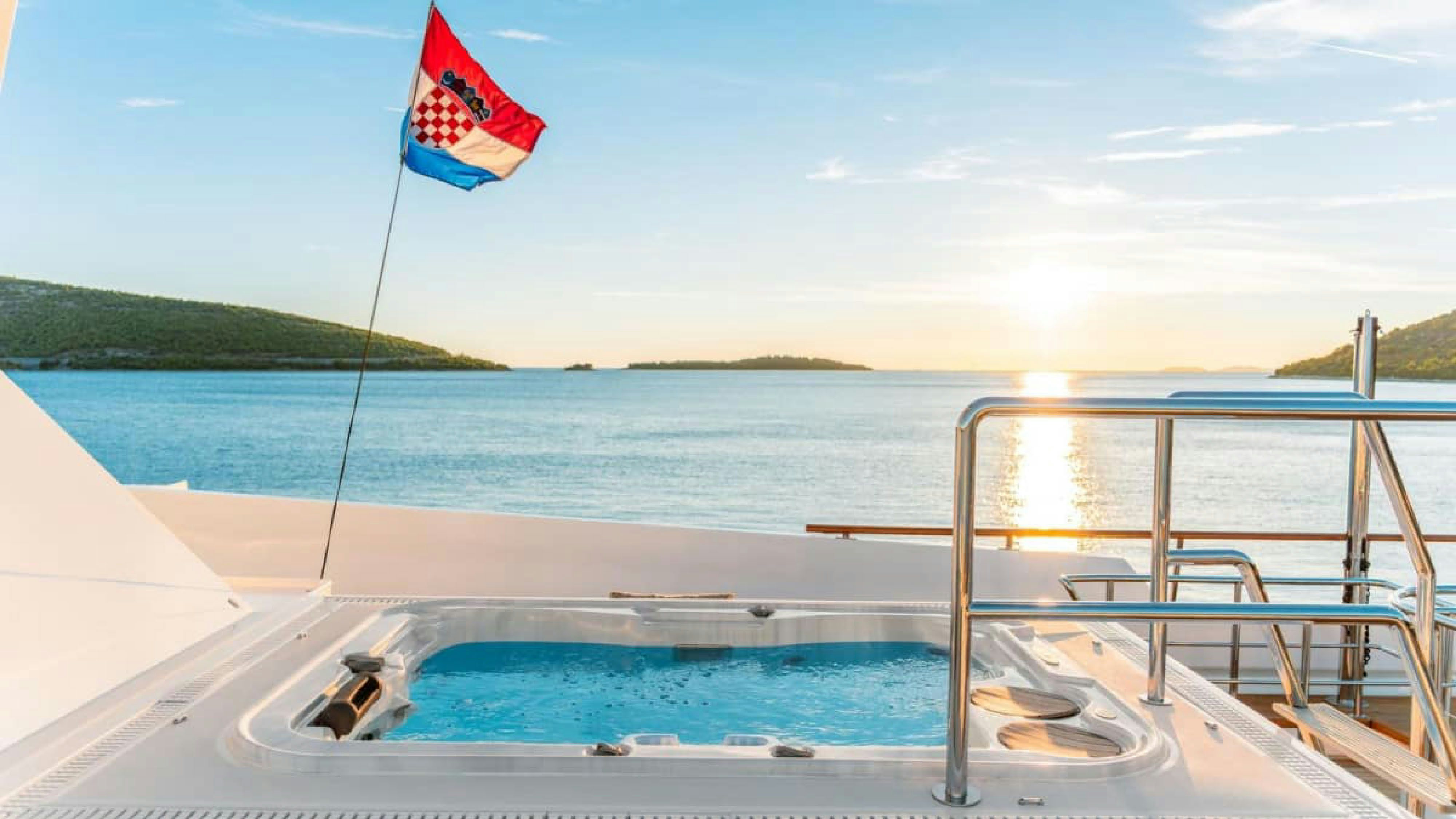 a flag on a boat aboard VICTORY Yacht for Charter