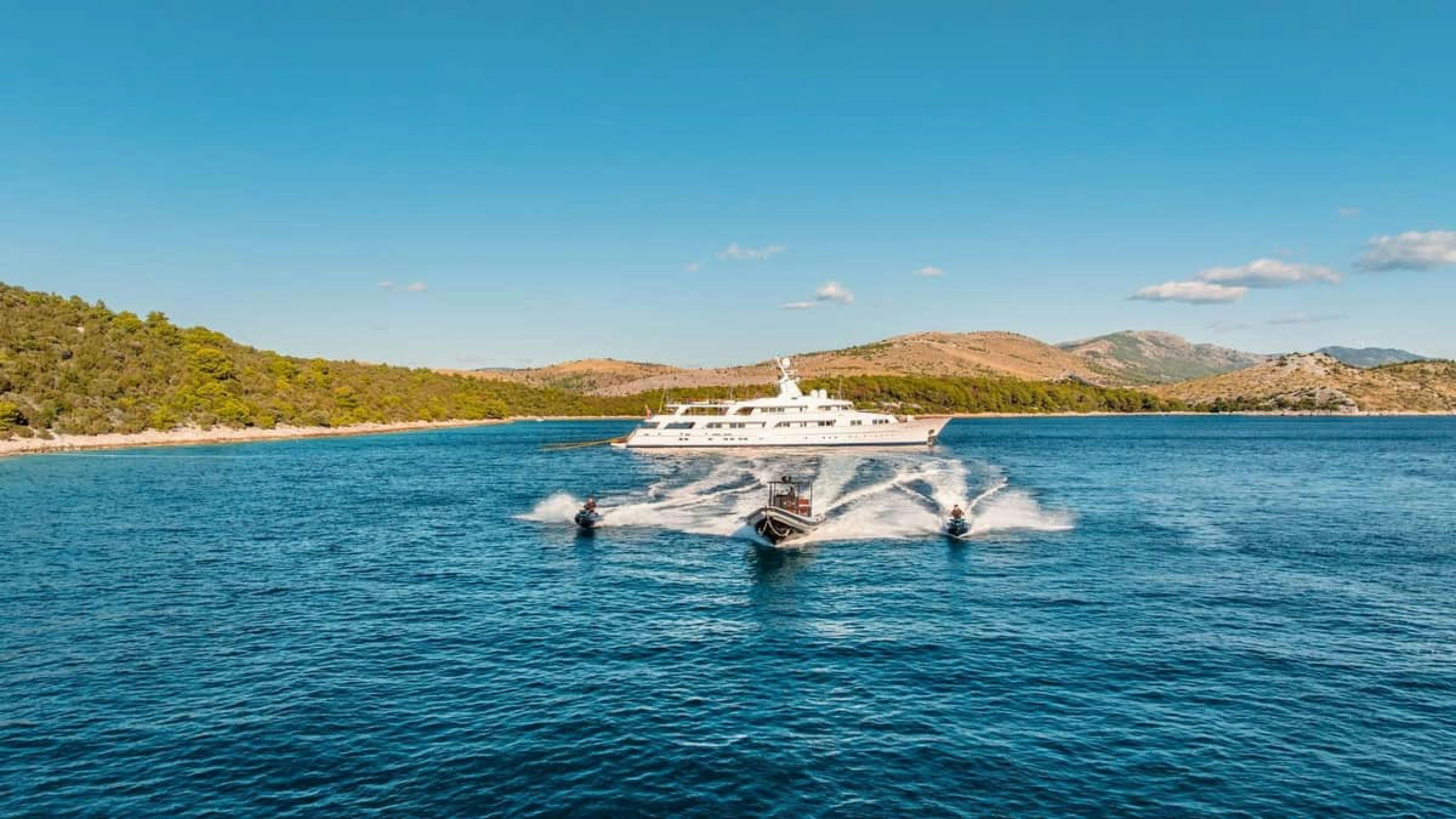 a boat on the water aboard VICTORY Yacht for Charter