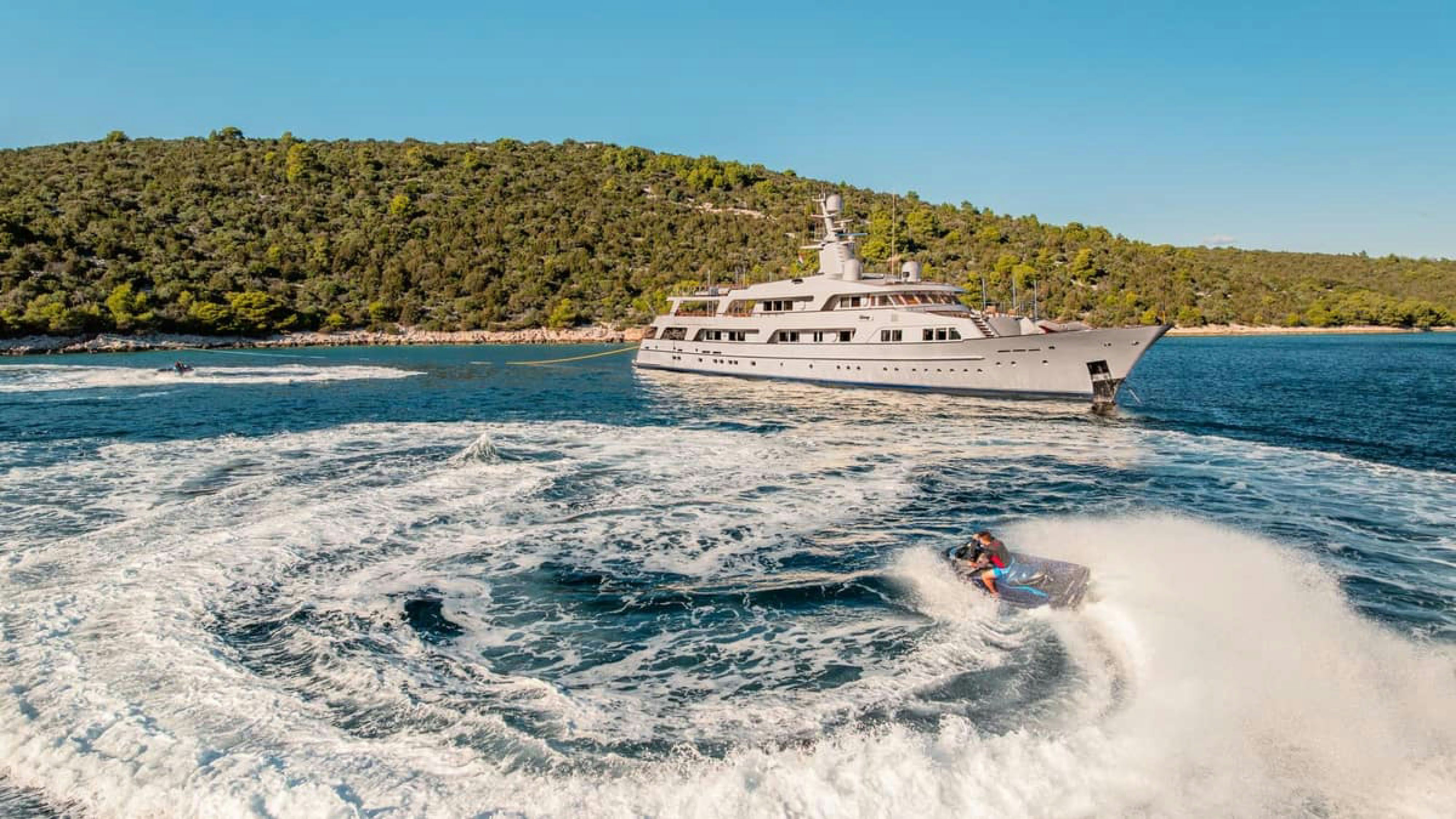 a boat on the water aboard VICTORY Yacht for Charter