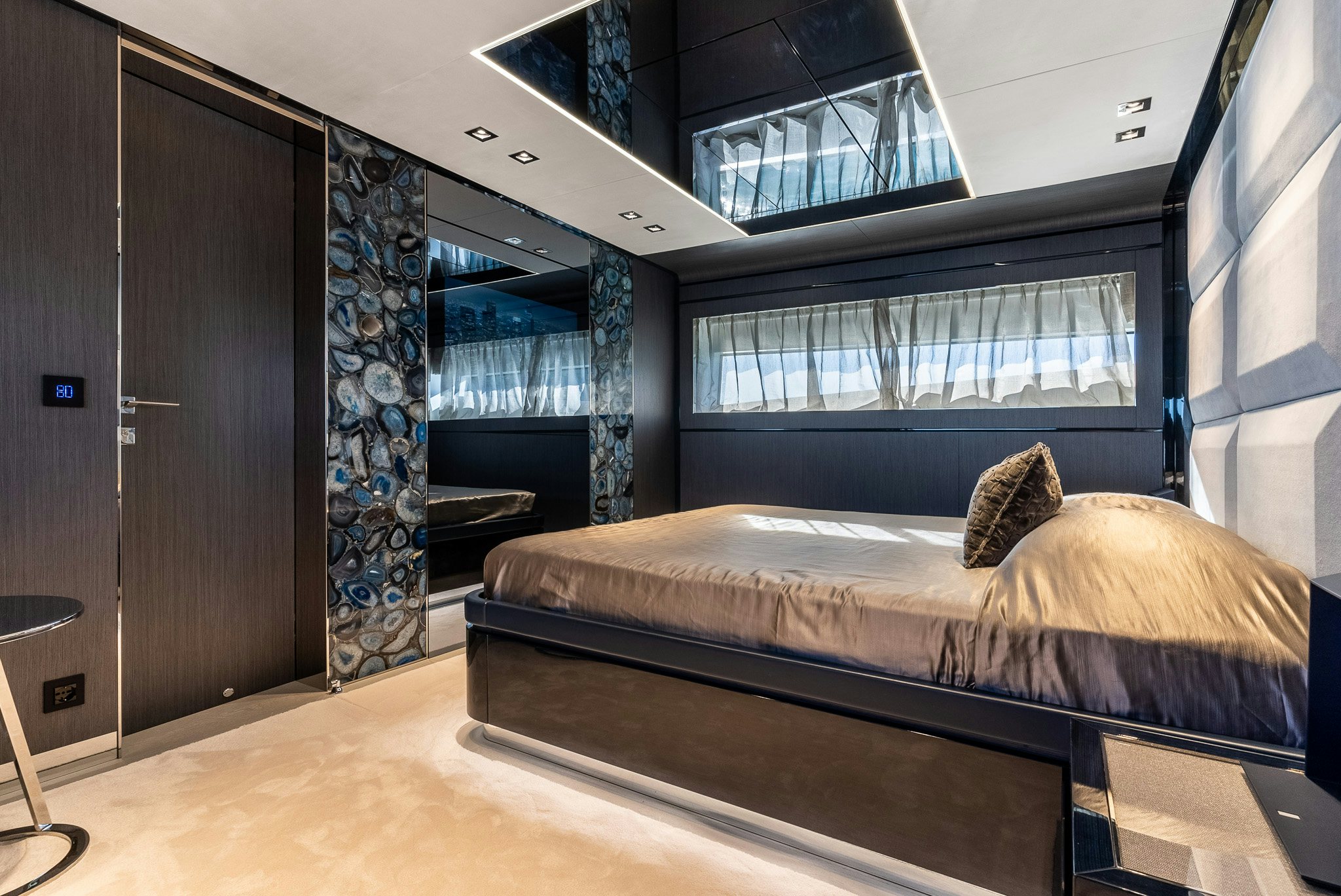 a bed in a room aboard CADET V Yacht for Sale