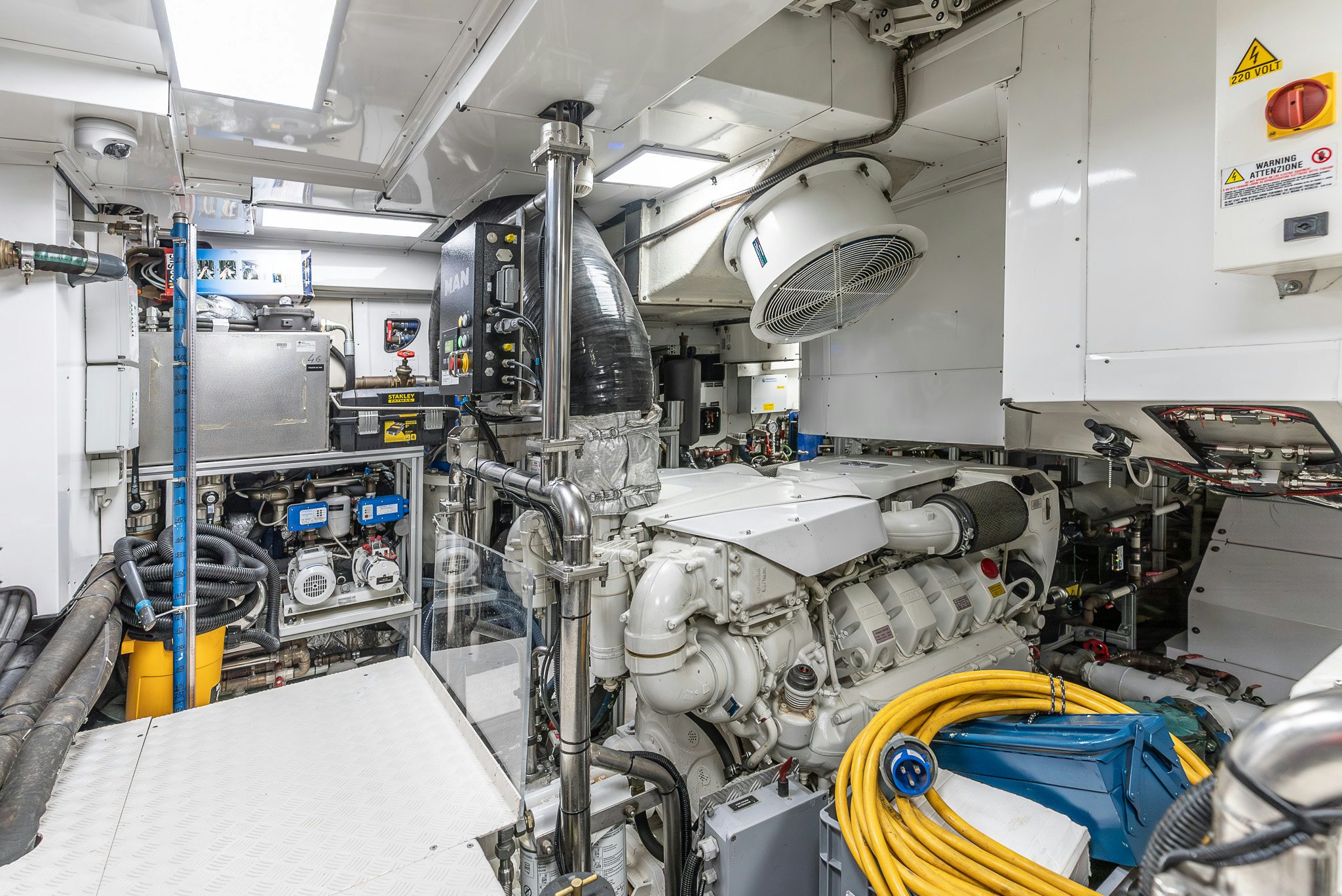 a room with machinery aboard CADET V Yacht for Sale