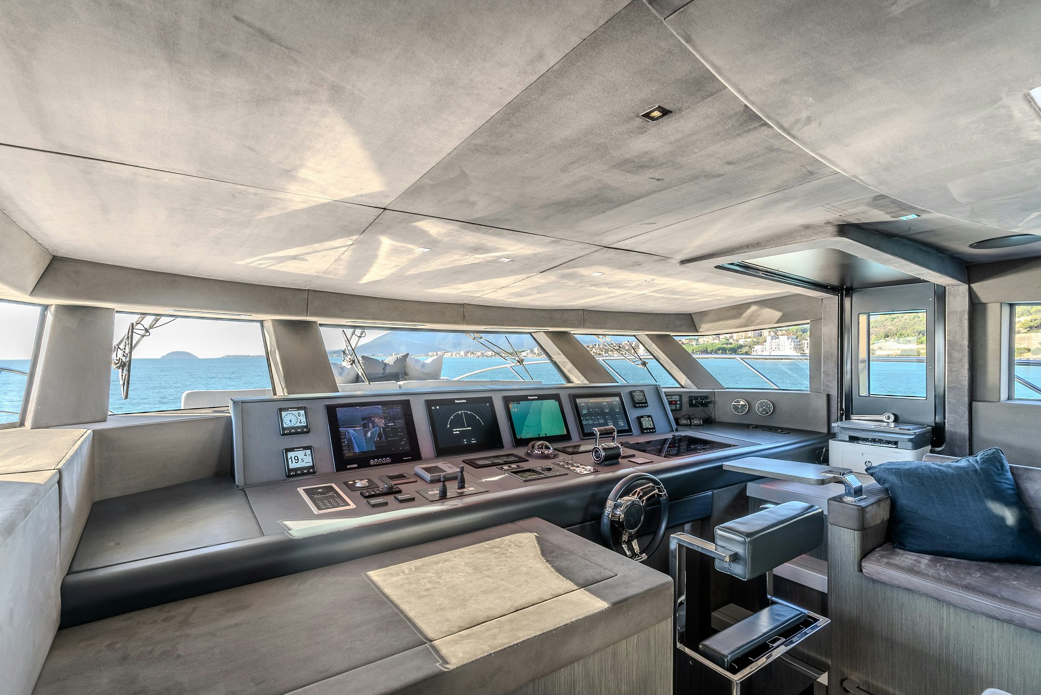 inside of a car aboard CADET V Yacht for Sale