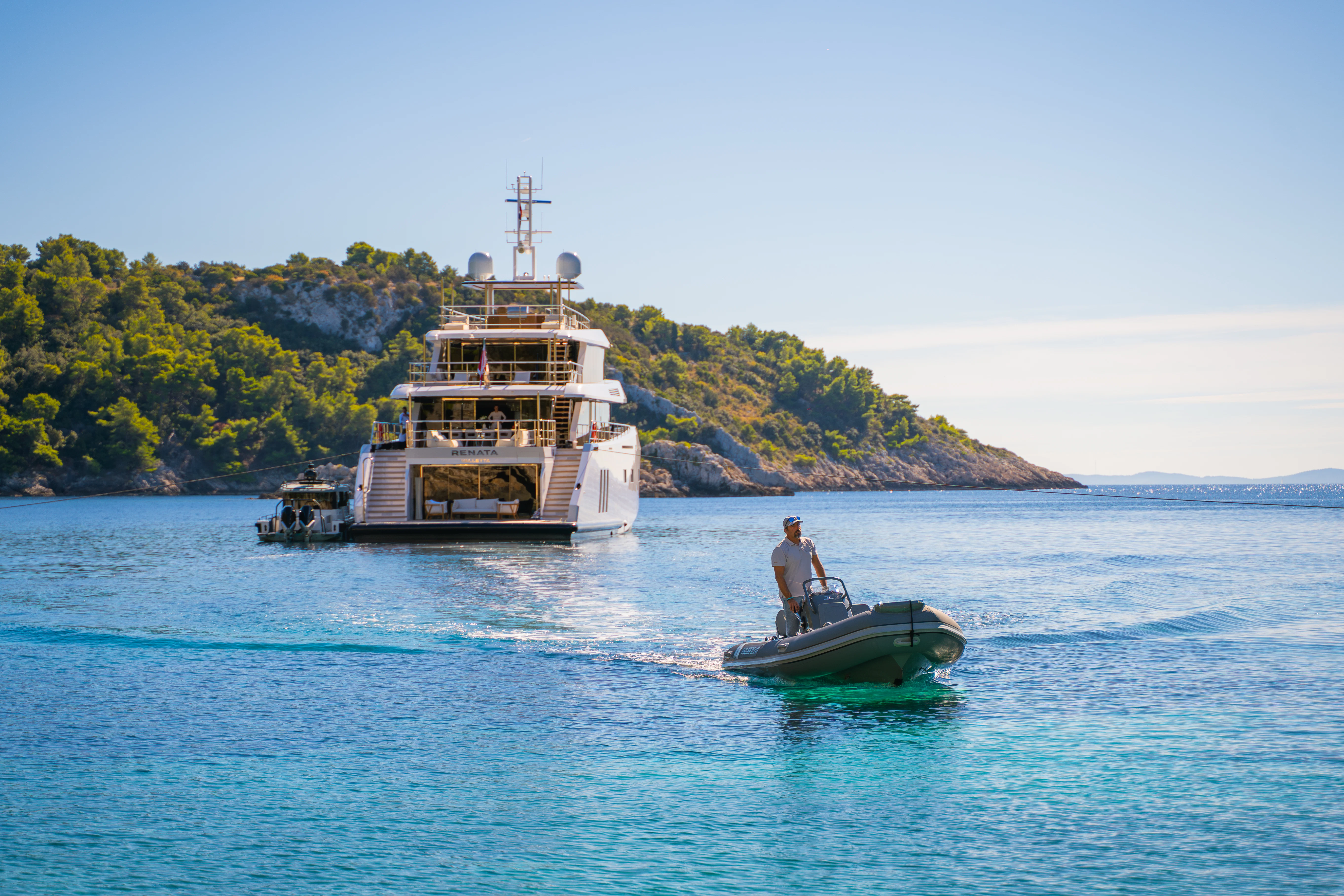 a boat sailing on the water aboard RENATA Yacht for Charter
