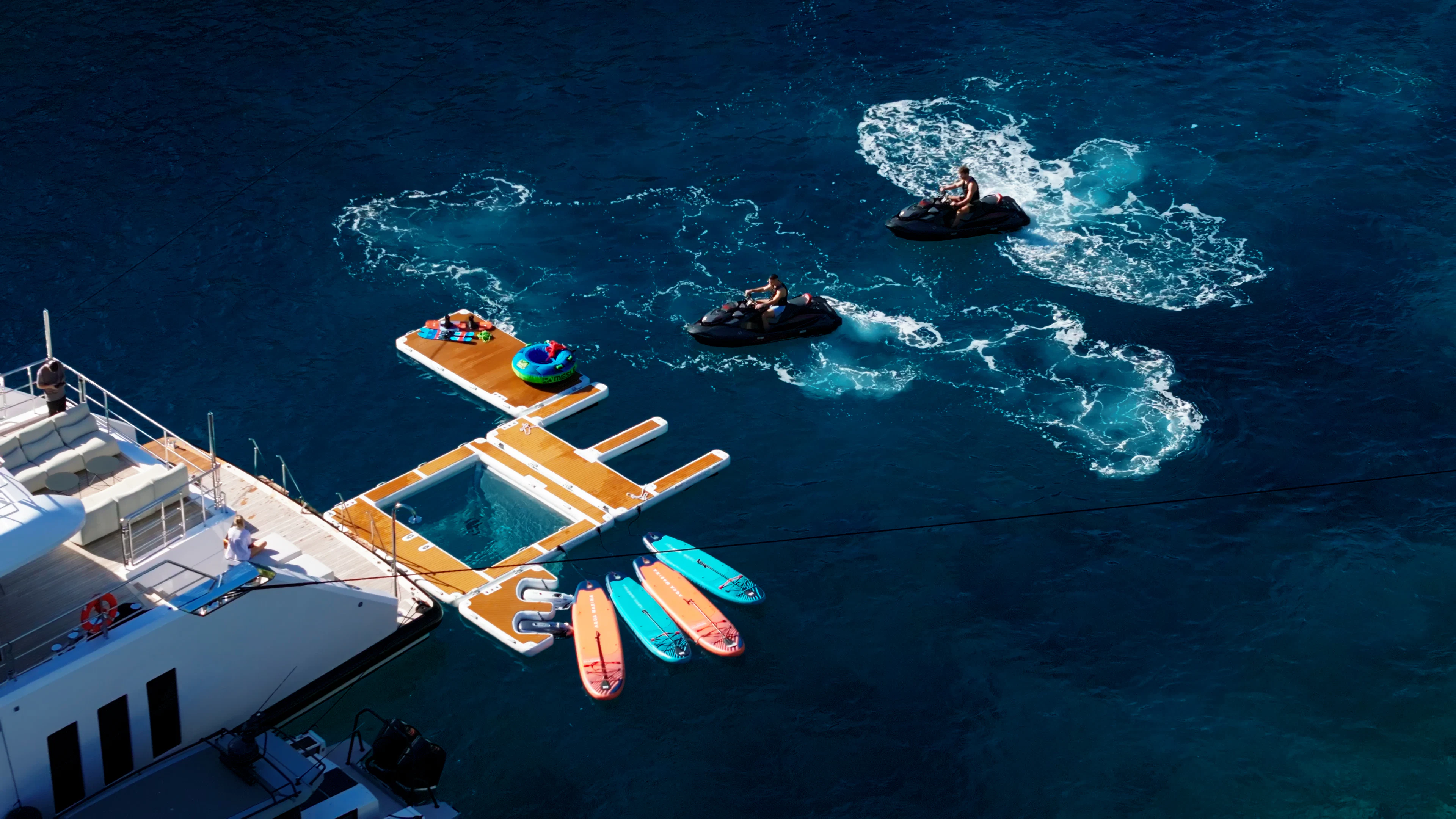 a person in a boat on the water aboard RENATA Yacht for Charter