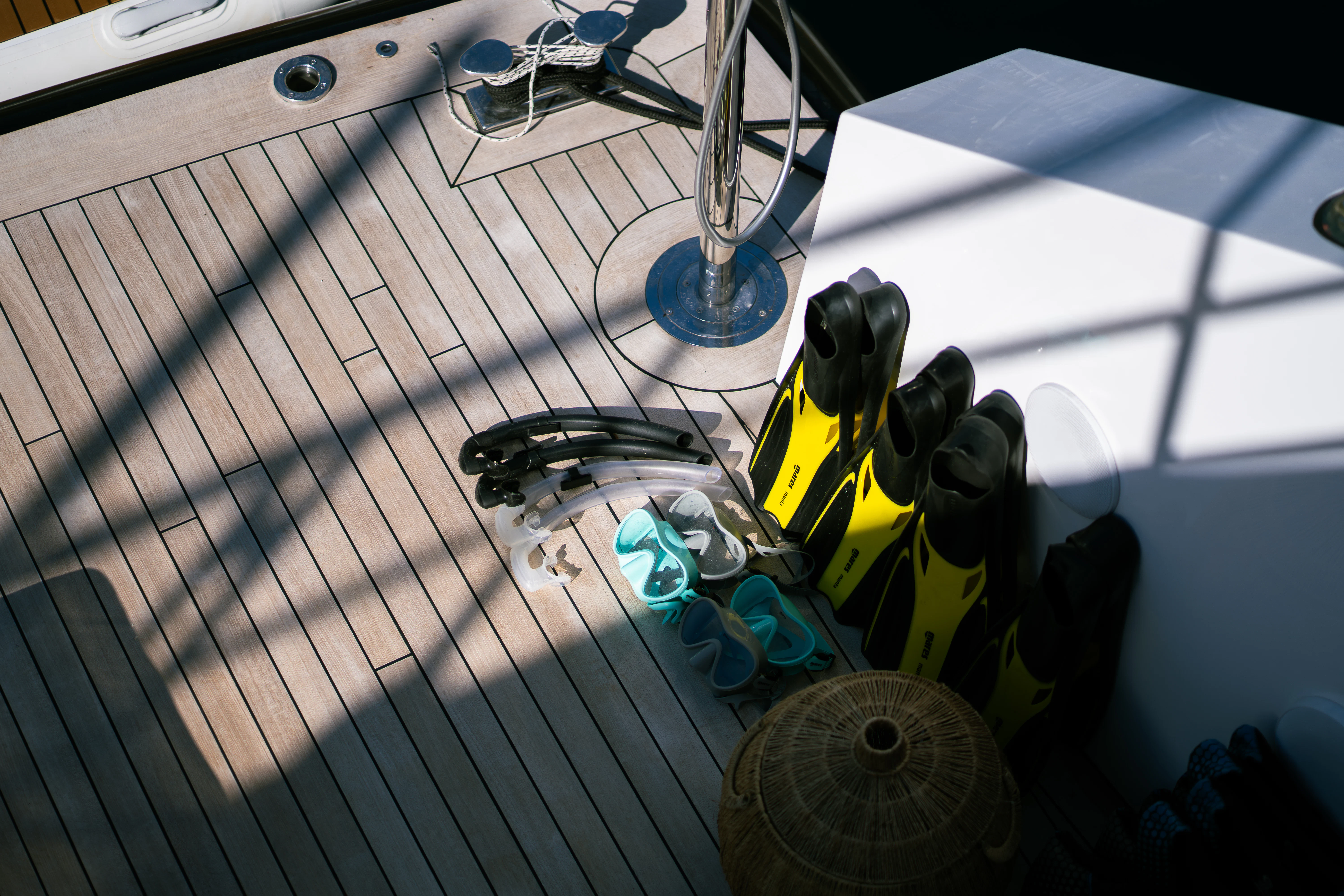 a group of objects on a table aboard RENATA Yacht for Charter