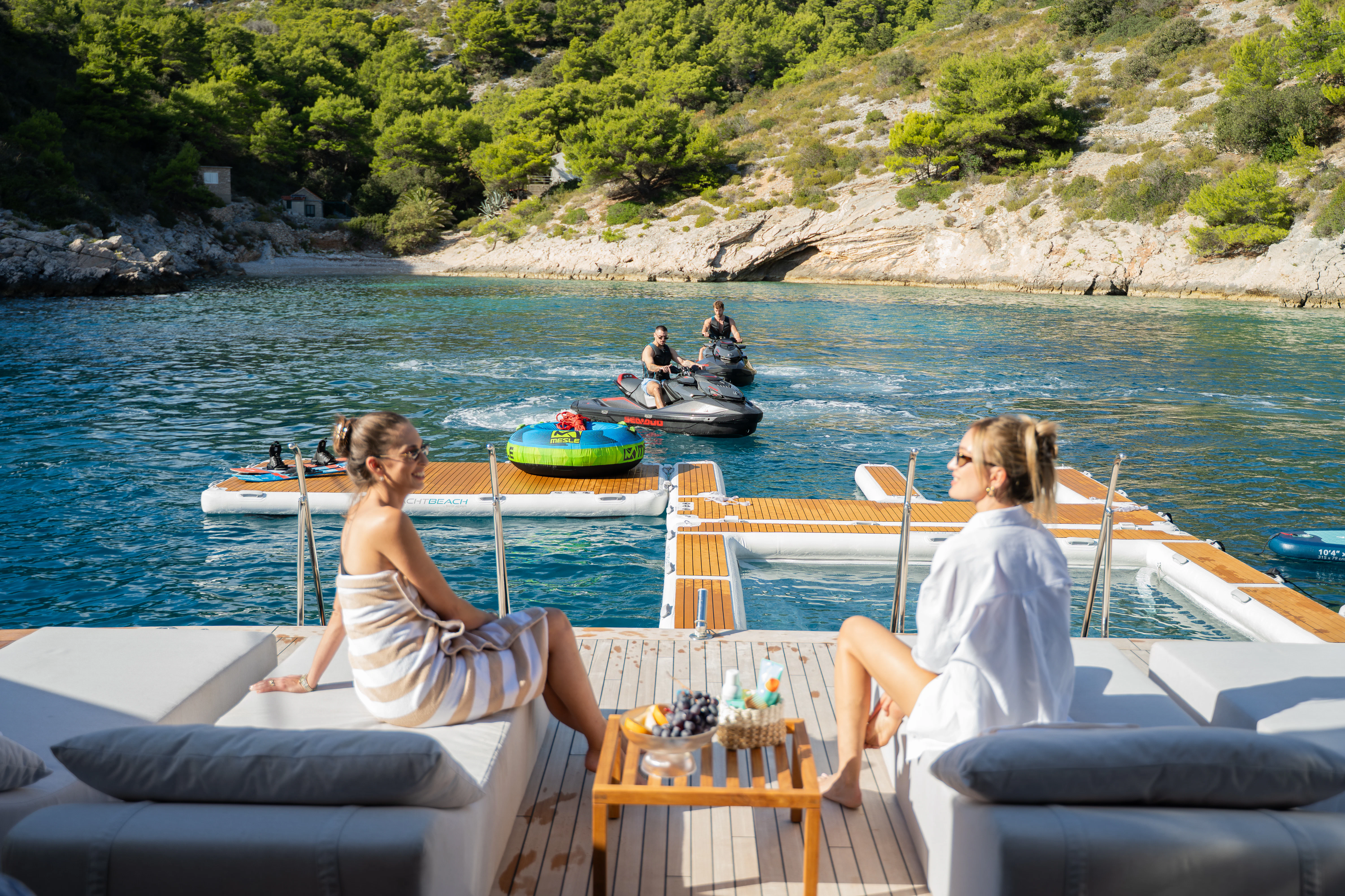 a group of people on a boat aboard RENATA Yacht for Charter