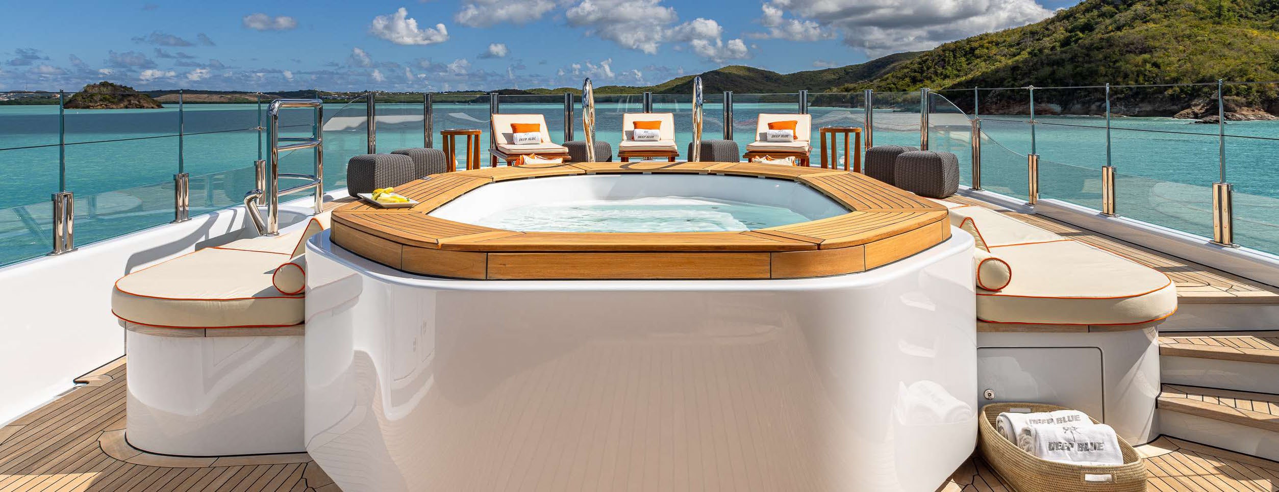 a boat on a body of water aboard DEEP BLUE Yacht for Charter