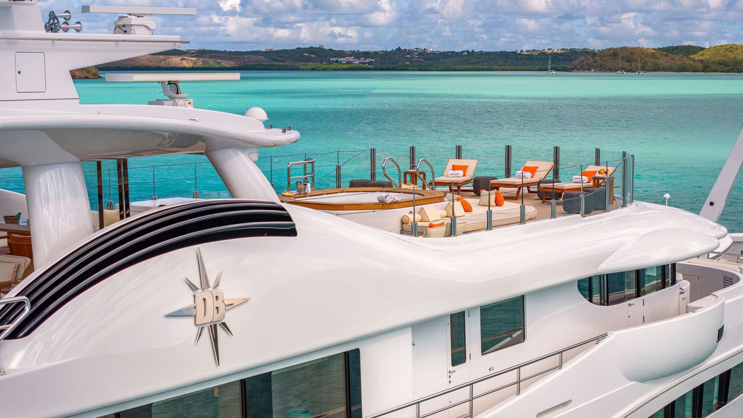 a boat on the water aboard DEEP BLUE Yacht for Charter