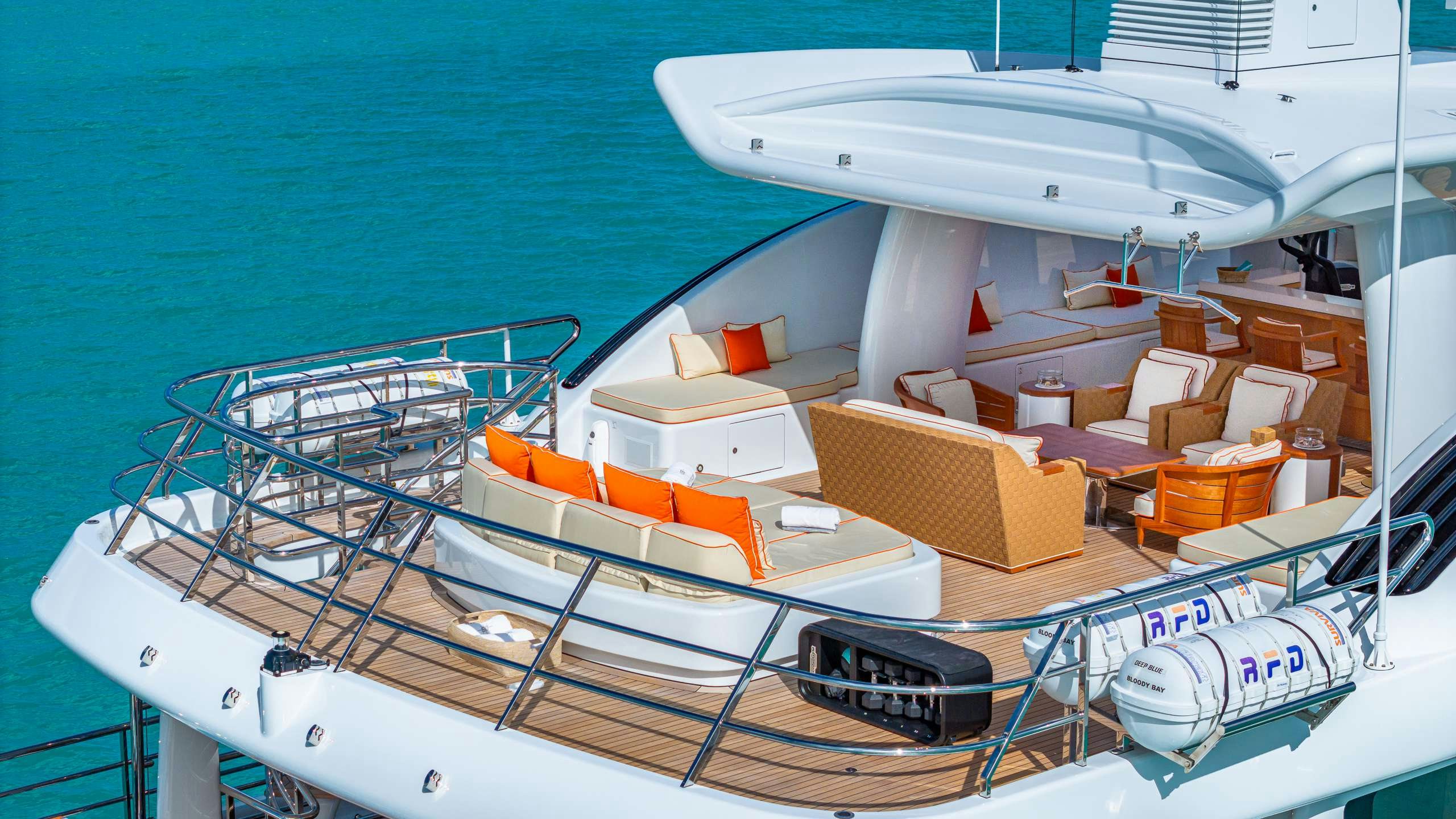 a boat on the water aboard DEEP BLUE Yacht for Charter