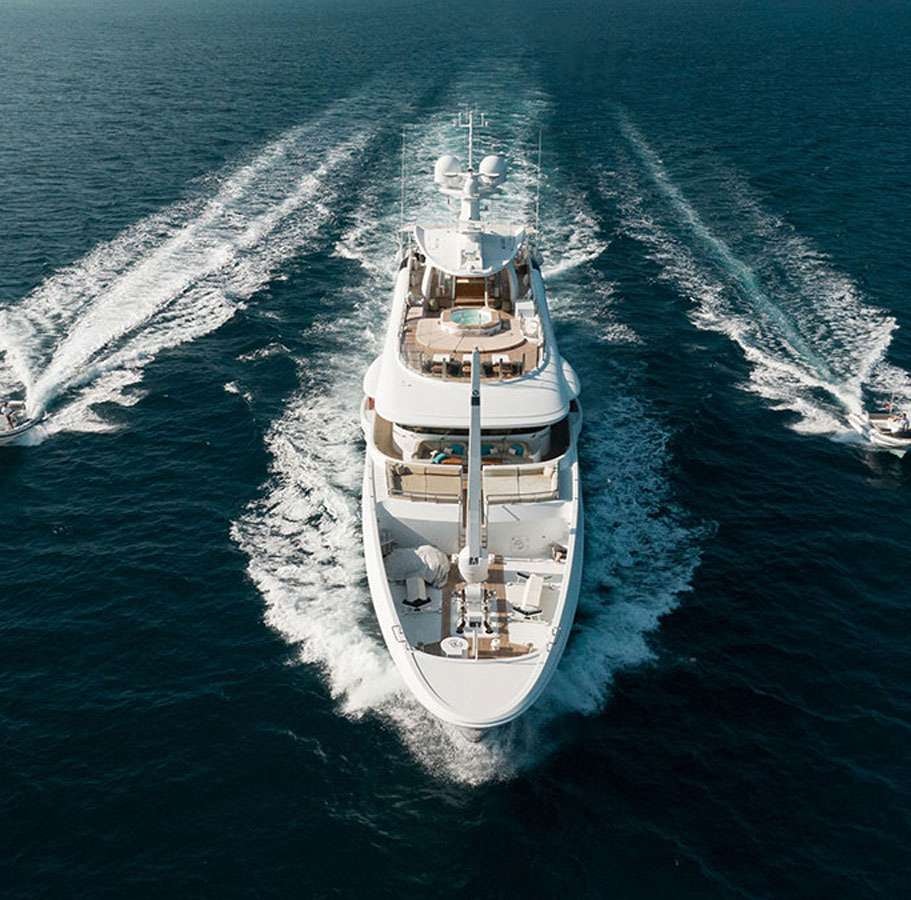 a high angle view of a ship aboard DEEP BLUE Yacht for Charter