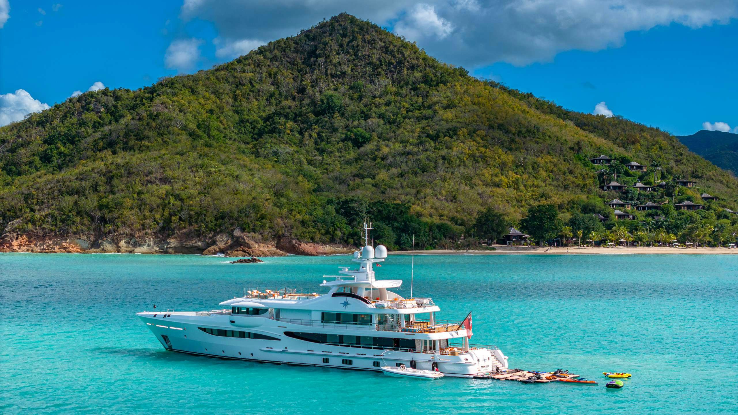 a boat on the water aboard DEEP BLUE Yacht for Charter