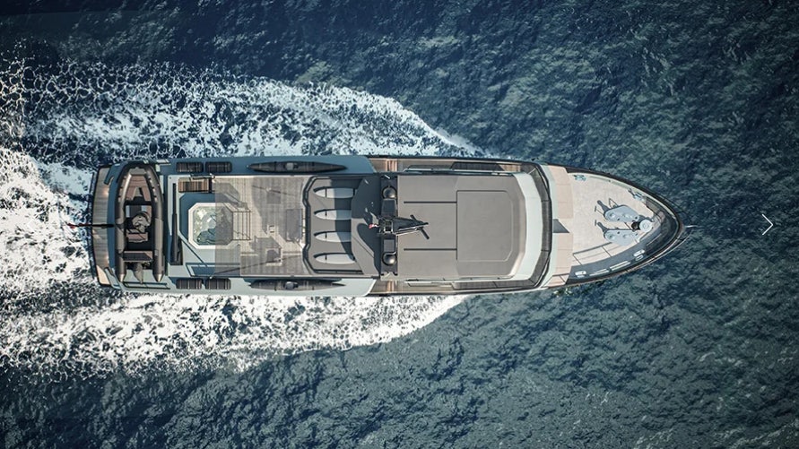 a helicopter flying over a mountain aboard DOGGERSBANK 105 OFFSHORE Yacht for Sale