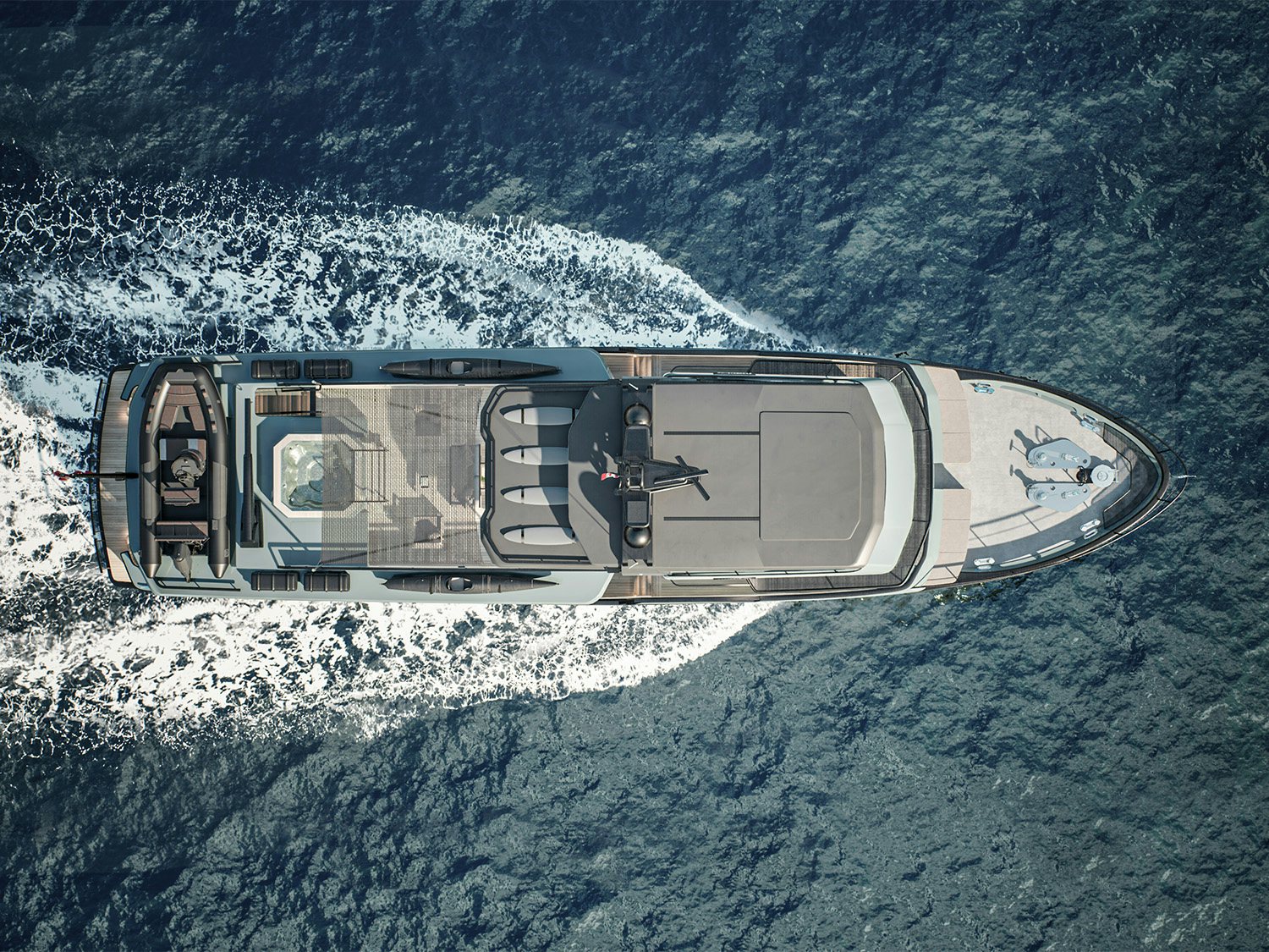 a space ship in the middle of a large body of water aboard DOGGERSBANK 105 OFFSHORE Yacht for Sale