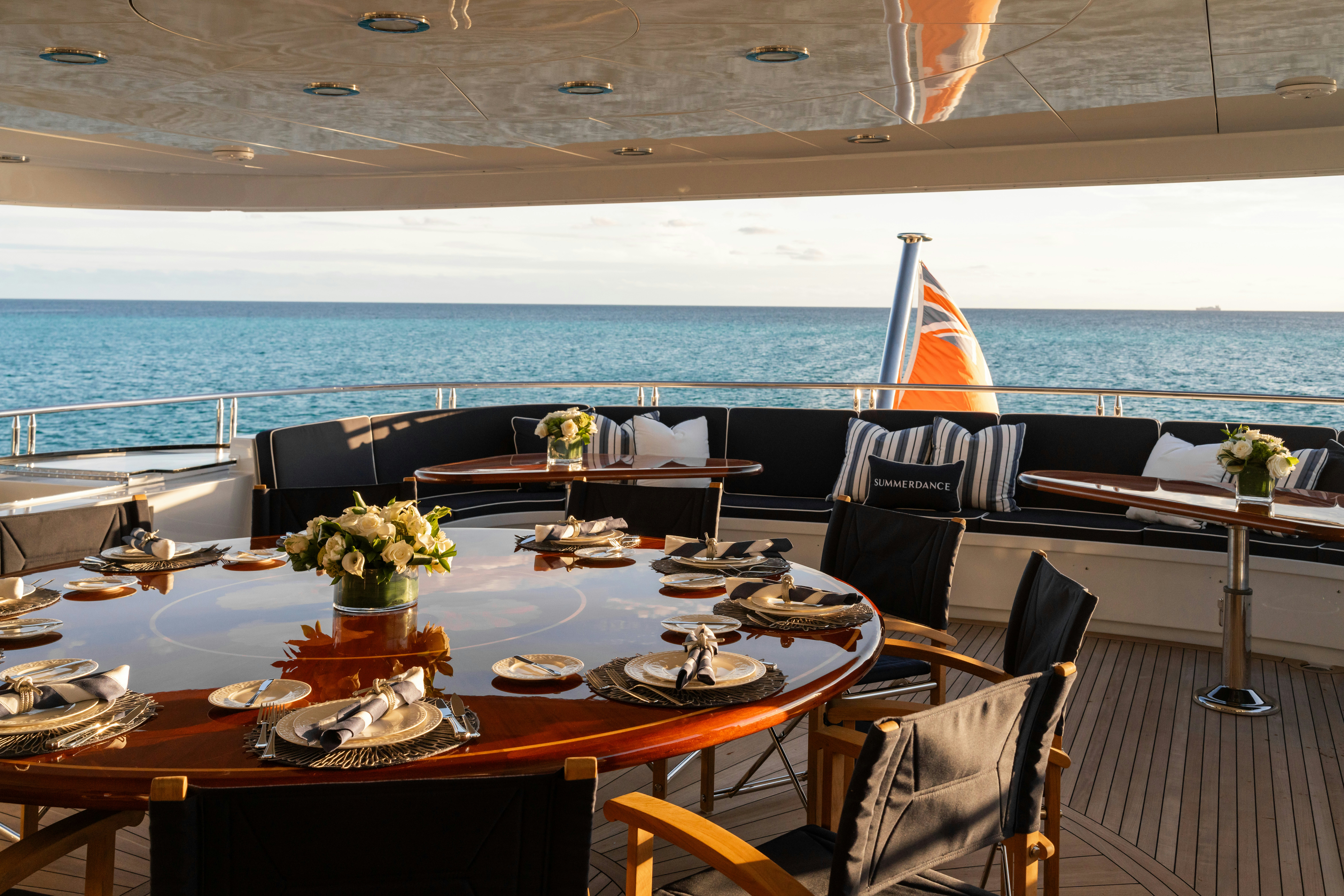 a table with food on it aboard SUMMERDANCE Yacht for Charter