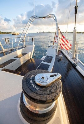 a metal object on a boat aboard SORCERER II Yacht for Sale